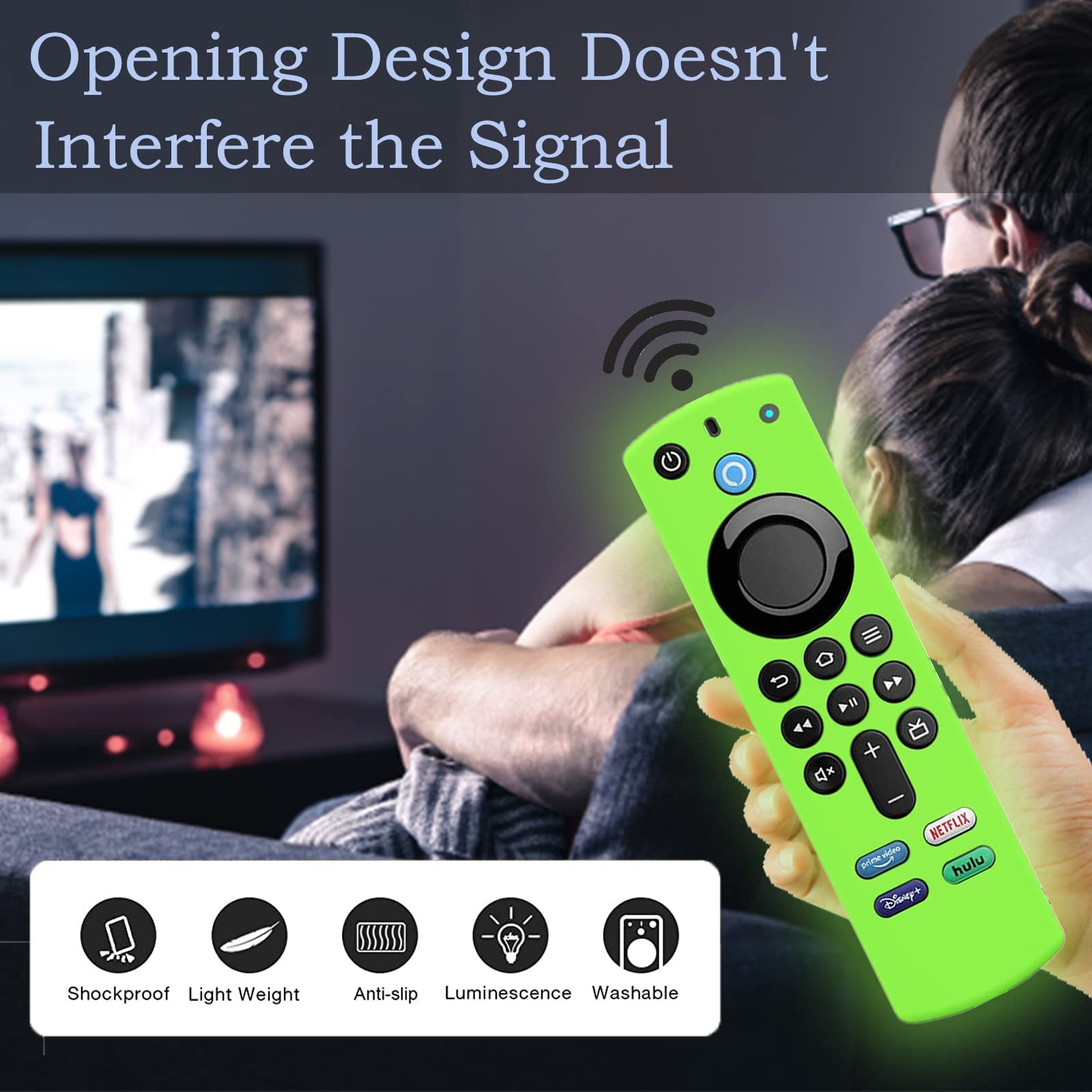 Funda protectora de silicona para Firtvstick 4K Max (3ª generación) 2021, brilla en la oscuridad, compatible con Firestick 4K Alexa Voice Remote Control con cordones, antideslizante, a prueba de