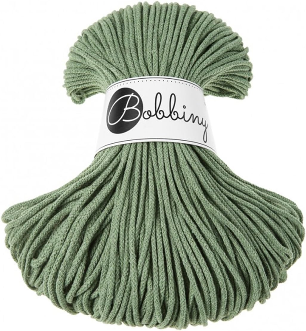 Bobbiny Junior 3mm Braided Macrame Cord (Eucalyptus Green) 100m