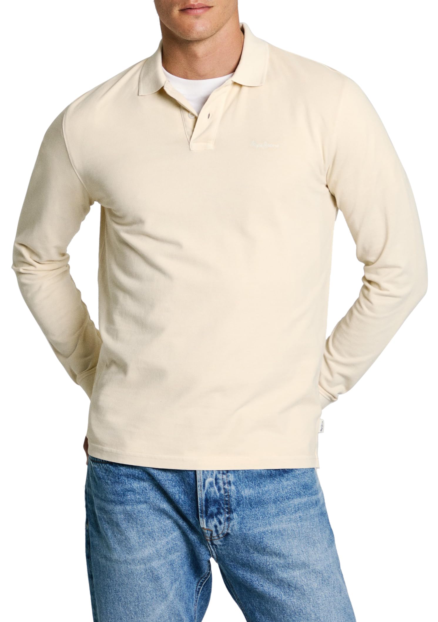 Pepe Jeans Men's New Oliver Gd Ls, Polo, Beige, XXL