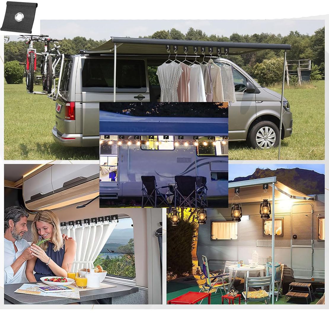 4 pièces Crochets d'Auvent en Acier Inoxydable, Crochet D'auvent de Camping Car, Arrêts de Rail D'auvent en Acier Inoxydable, Keder Rail Accessoires, pour Caravanes, Camping-Cars, Bateaux