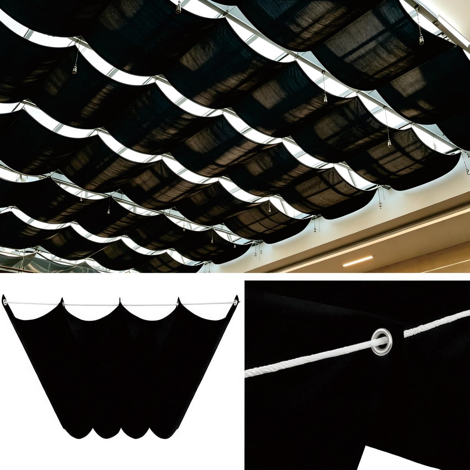 Voile d'ombrage rétractable pour terrasse bâche de patio noire