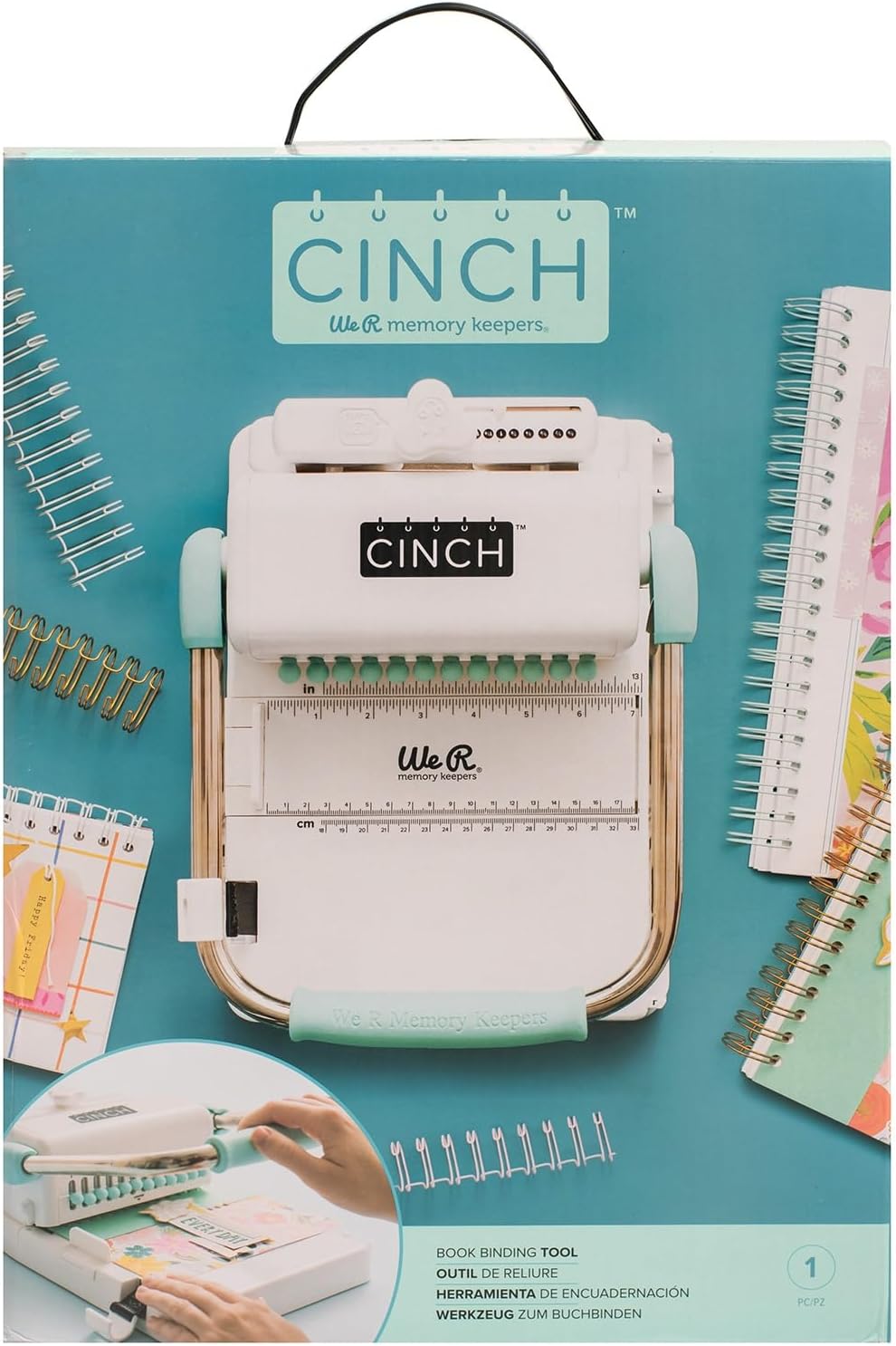 We R Memory Keepers Cinch Book Binding Machine Version 2, Mint, Easy to Use, Slide Ruler, Spiral Binding, Professional Books, Notebooks, Calendars