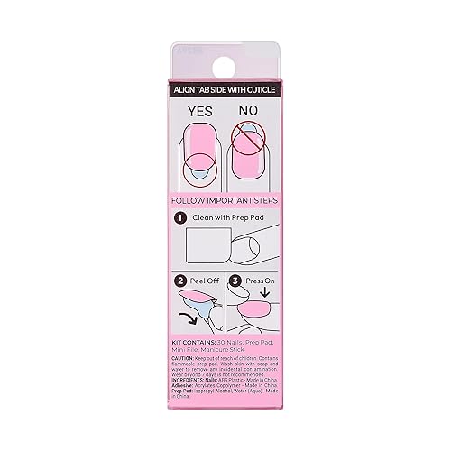 Miniatura 10 de KISS imPRESS - Uñas de manicura a presión sin pegamento, tamaño corto, forma escuadrada, almohadilla de preparación, hoja de instrucciones, 1 palito