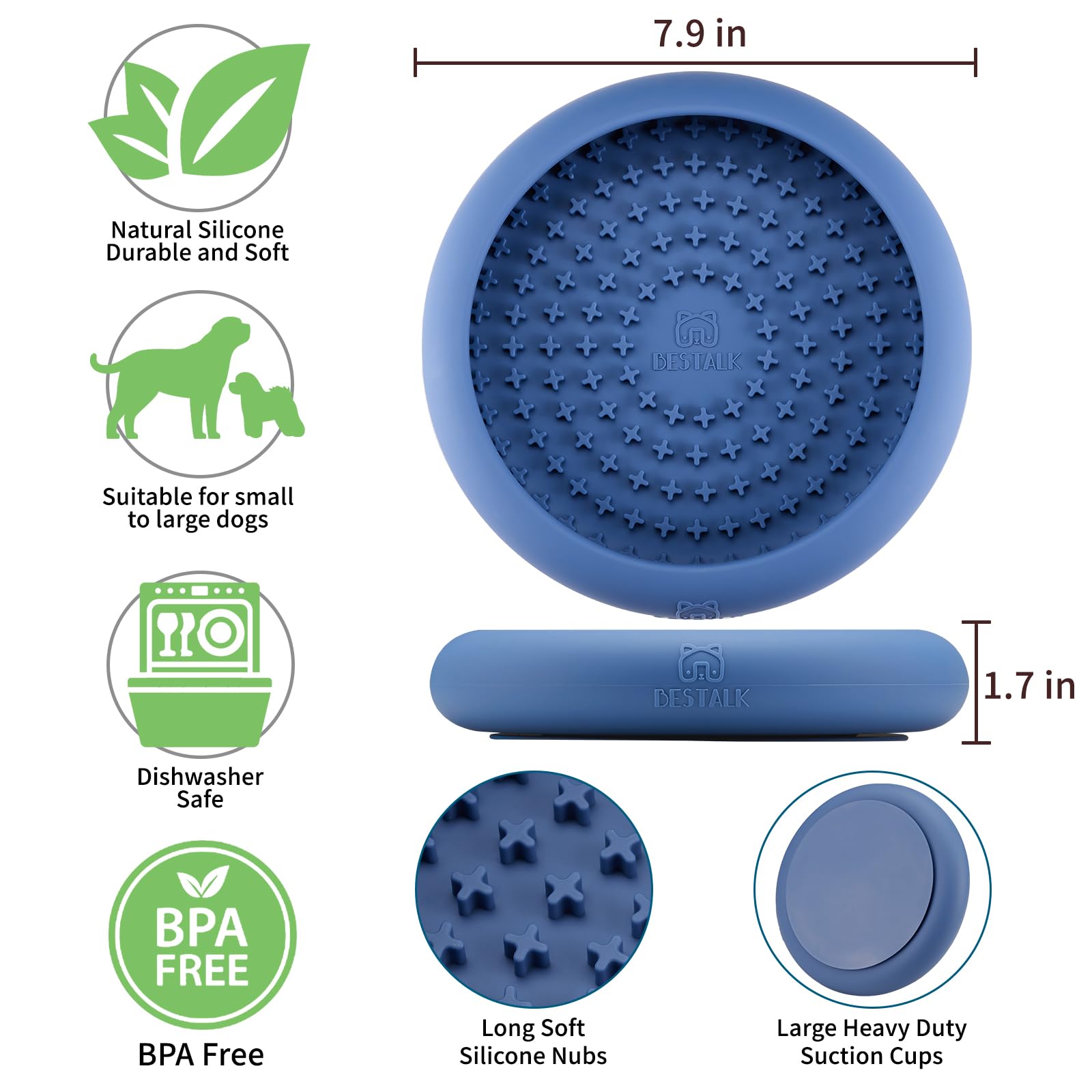 Gamelle à lécher pour chien - Soulage l'anxiété - Distributeur de friandises - Antidérapant - Silicone sans BPA - Passe au lave-vaisselle