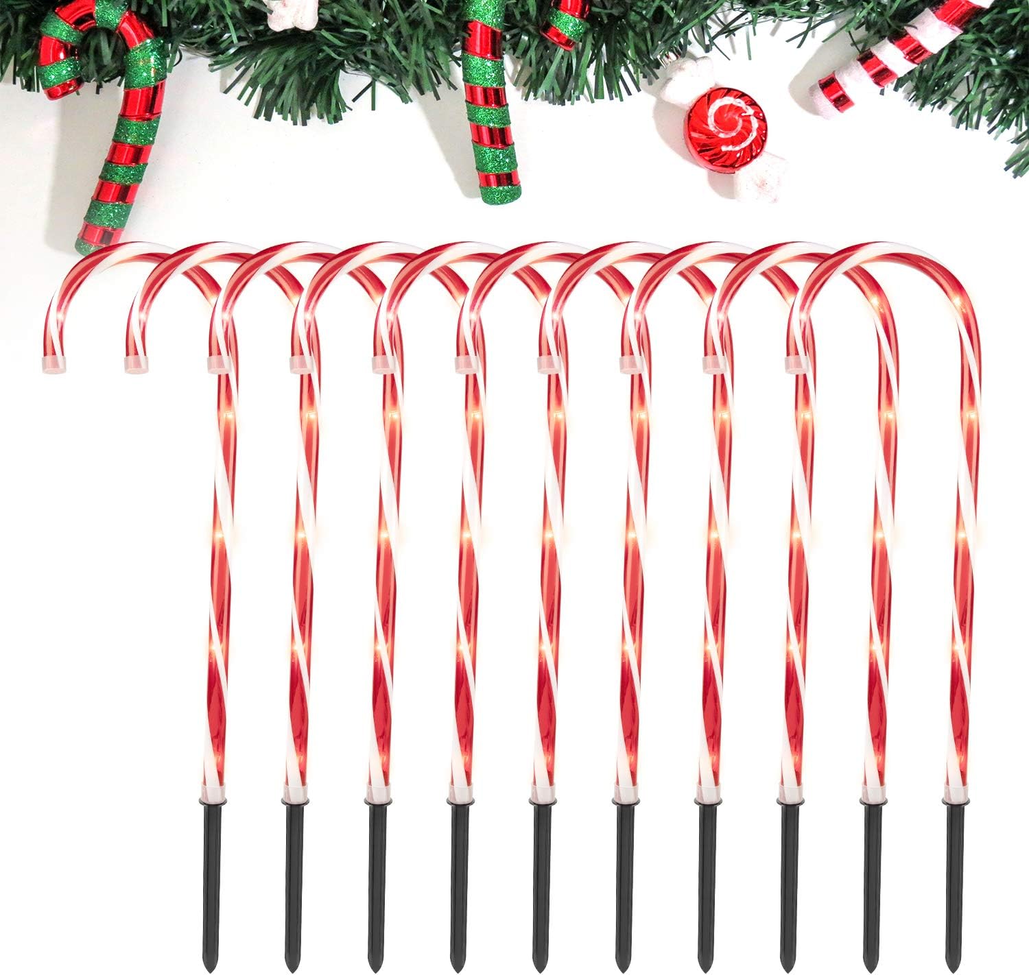 Amazon Com Christmas Candy Cane Pathway Lights With Stake 28 Inches Lighted Candy Cane Christmas Decorations Ul Listed For Outdoor Indoor Holiday Xmas Lawn Yard Walkway Markers 10 Packs Home Kitchen