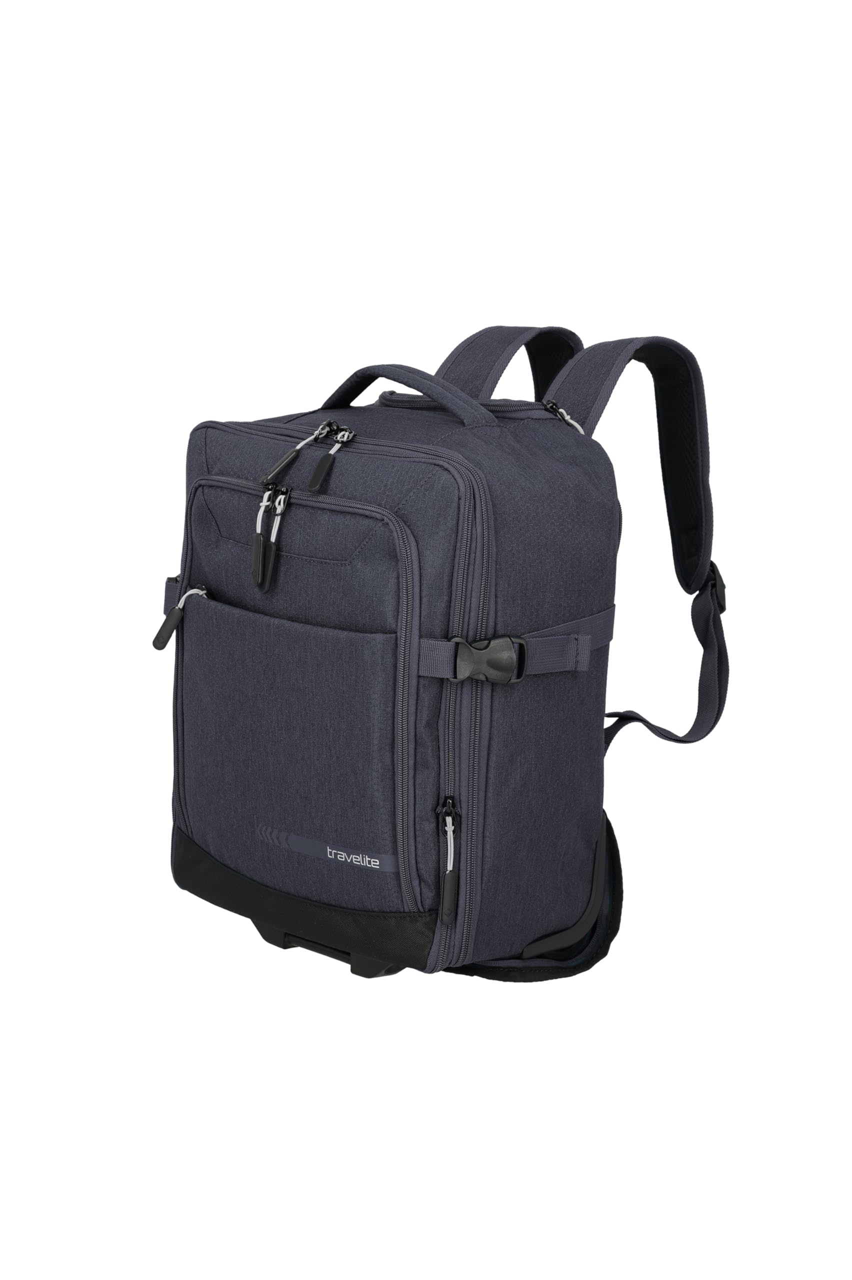 Travelite Kick Off Backpack, Laptop Compartment 15.6 Inches, Hand Luggage Backpack with Wheels and Telescopic Rod, Versatile Travel Backpack, 30 x 40 x 20/23 cm, 24/28 L