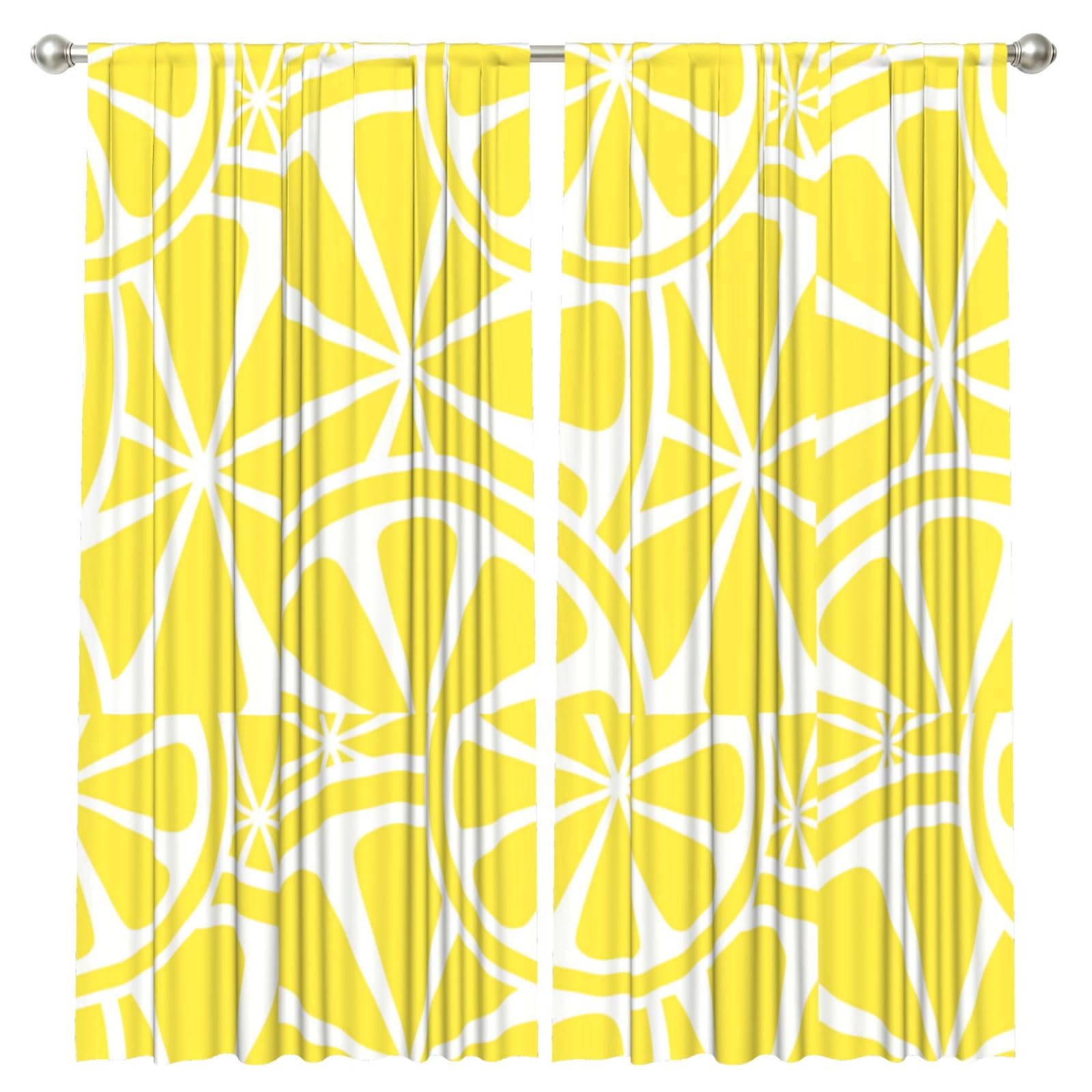 InOmak Lemon Slice Yellow, 2 Panels Window Curtains 52 x 84 Inch Blackout Curtains for Living Room Bedroom