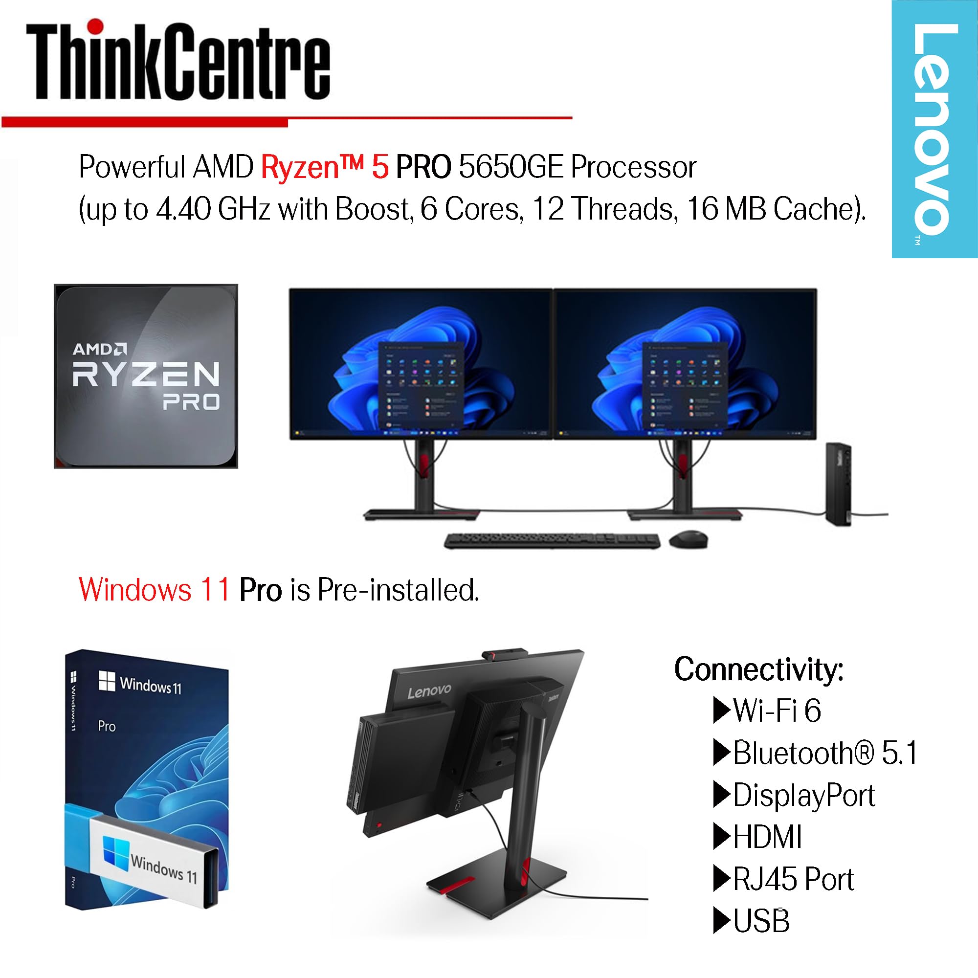 Amazon.com: Lenovo Mini Desktop PC, AMD Ryzen 5 PRO Processor