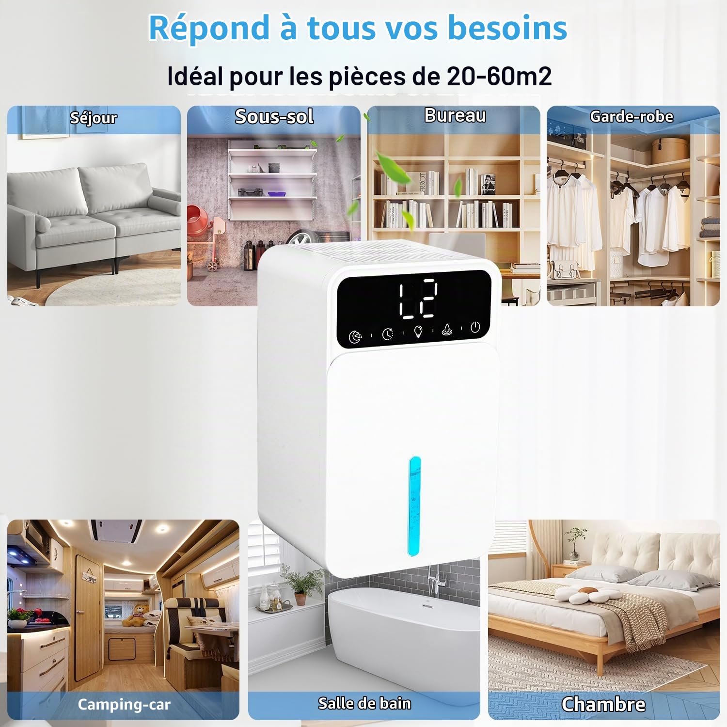 Déshumidificateur Electrique Dégivrage Automatique, 1500ML