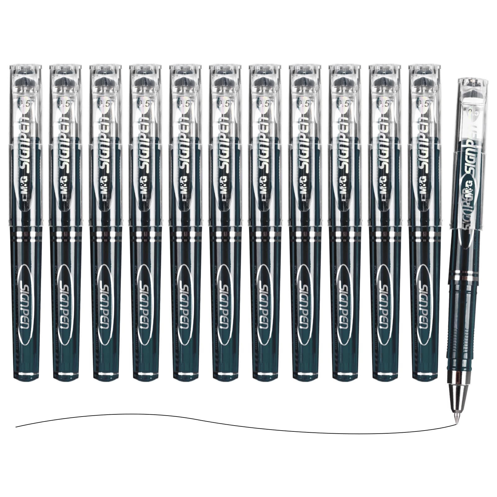 M&G Mini Gel Pens, Black Ink Gel Pen Fine Point 0.5mm, Roller Ball Gel Pens Smooth Writing with Anti-Slip Grip & Plug-In Cover for Office Supplies