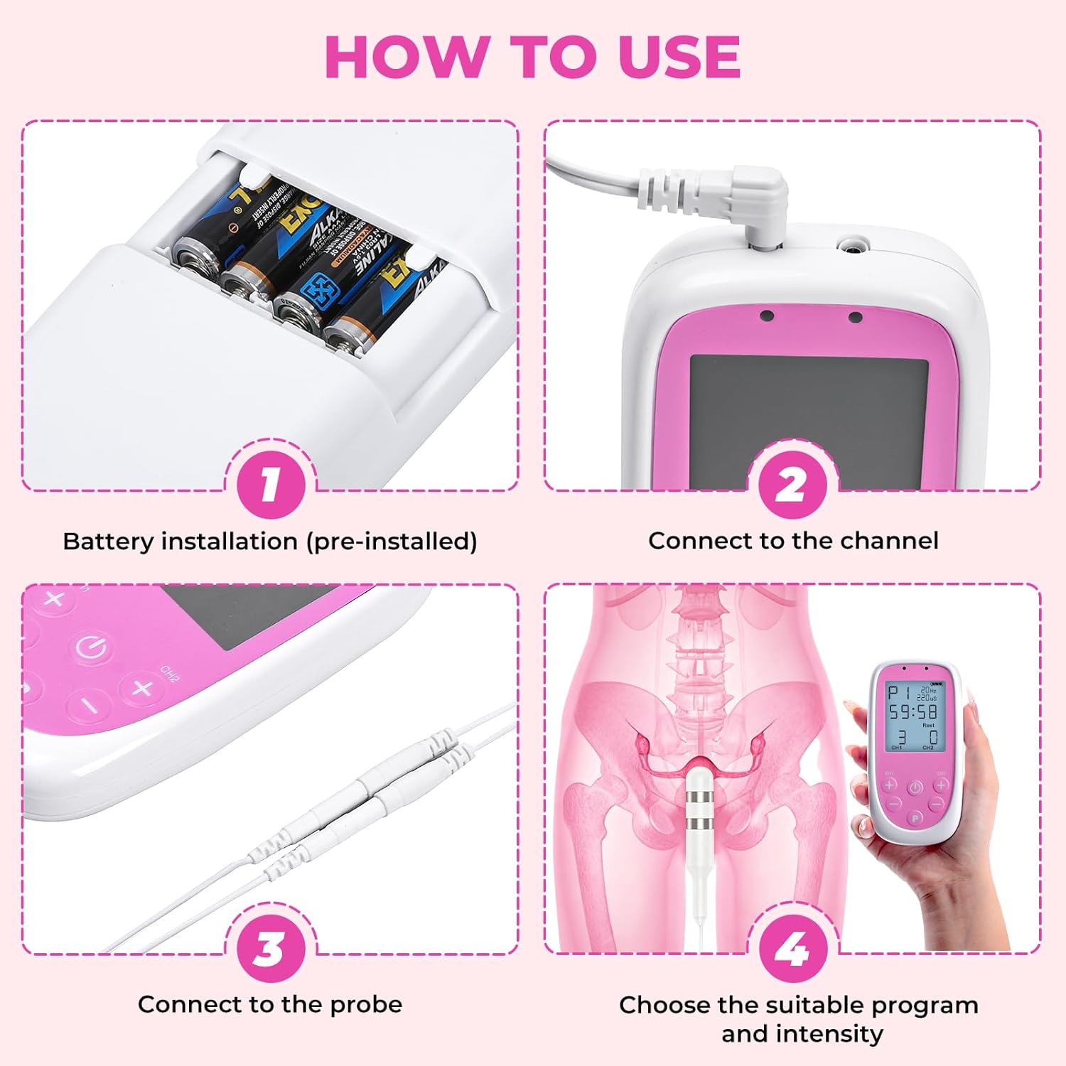 Kegel Trainer Exerciser Incontinence Stimulator with Probe for Bladder Control and Pelvic Floor Trainer Exercise for Women Electrical Muscle Stimulator