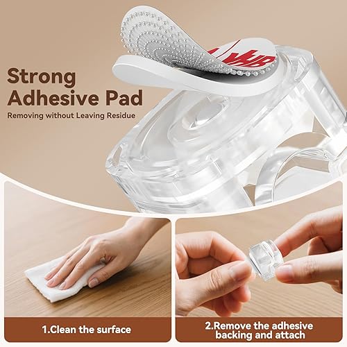 Miniatura 4 de Paquete de 6 organizadores de cables giratorios, clips de cable de resorte, soporte de cable de gestión de cables de escritorio, clips adhesivos