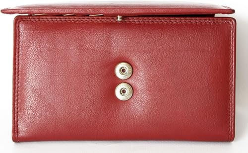 Vista 6 de Cartera de cuero genuino rojo oscuro Hmt con forro de tela, Rojo oscuro, Classic