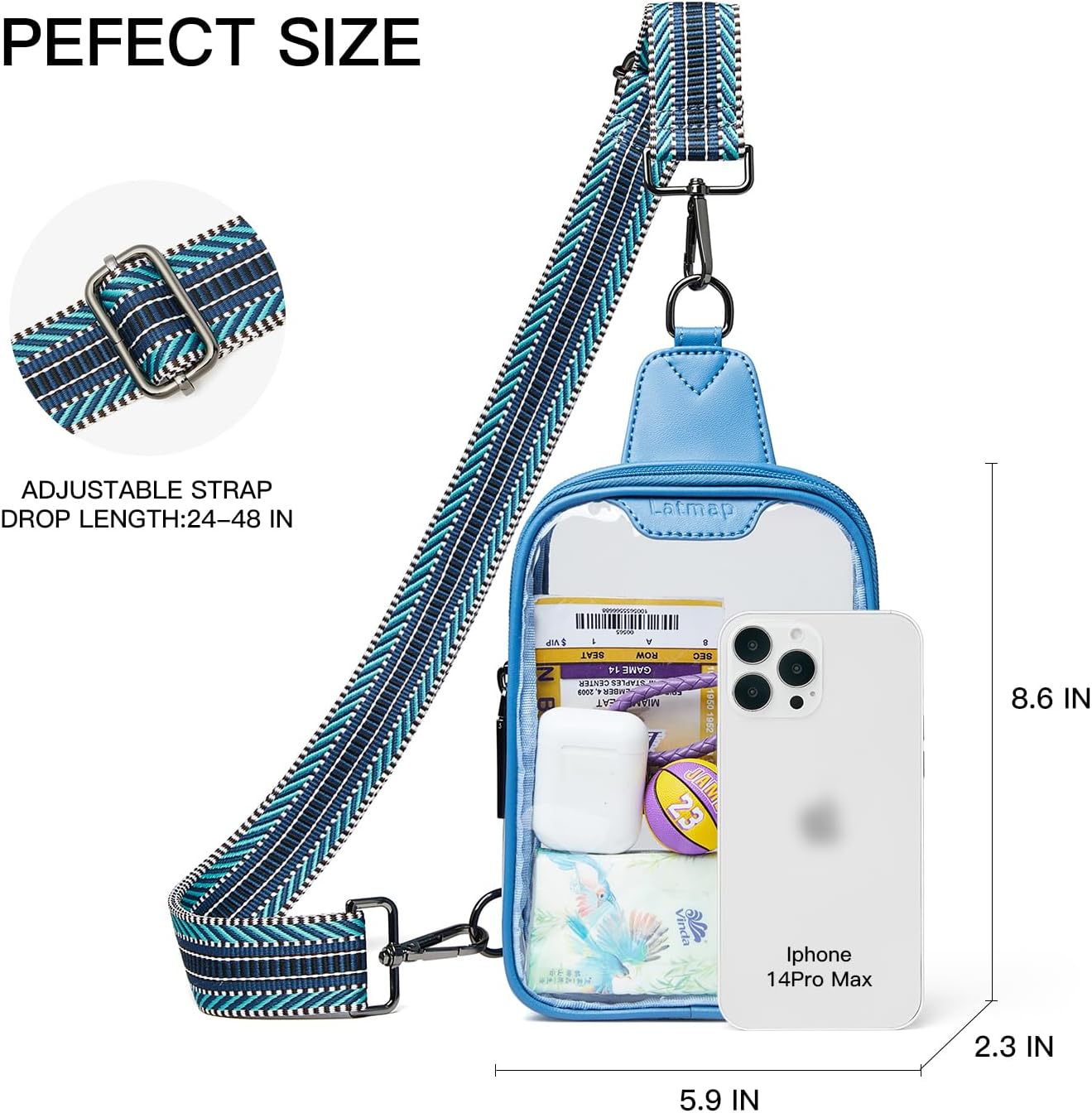 DOUBLE ZIP Clear bags Stadium Approved Crossbody Sling Bag Fanny Pack Purses for Women Men Belt bag for Stadium Events - Image 4