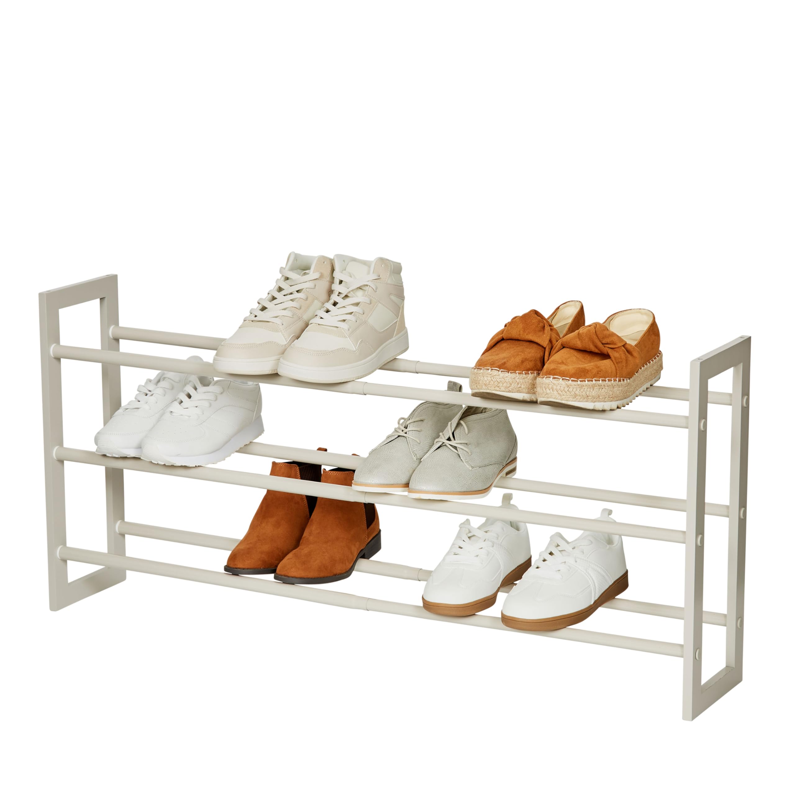 LOVE IT STORE IT Scarpiera impilabile - Scarpiera in metallo e legno per un massimo di 15 paia di scarpe - Conservazione delle scarpe su 3 livelli - Estensibile, stabile - Grigio