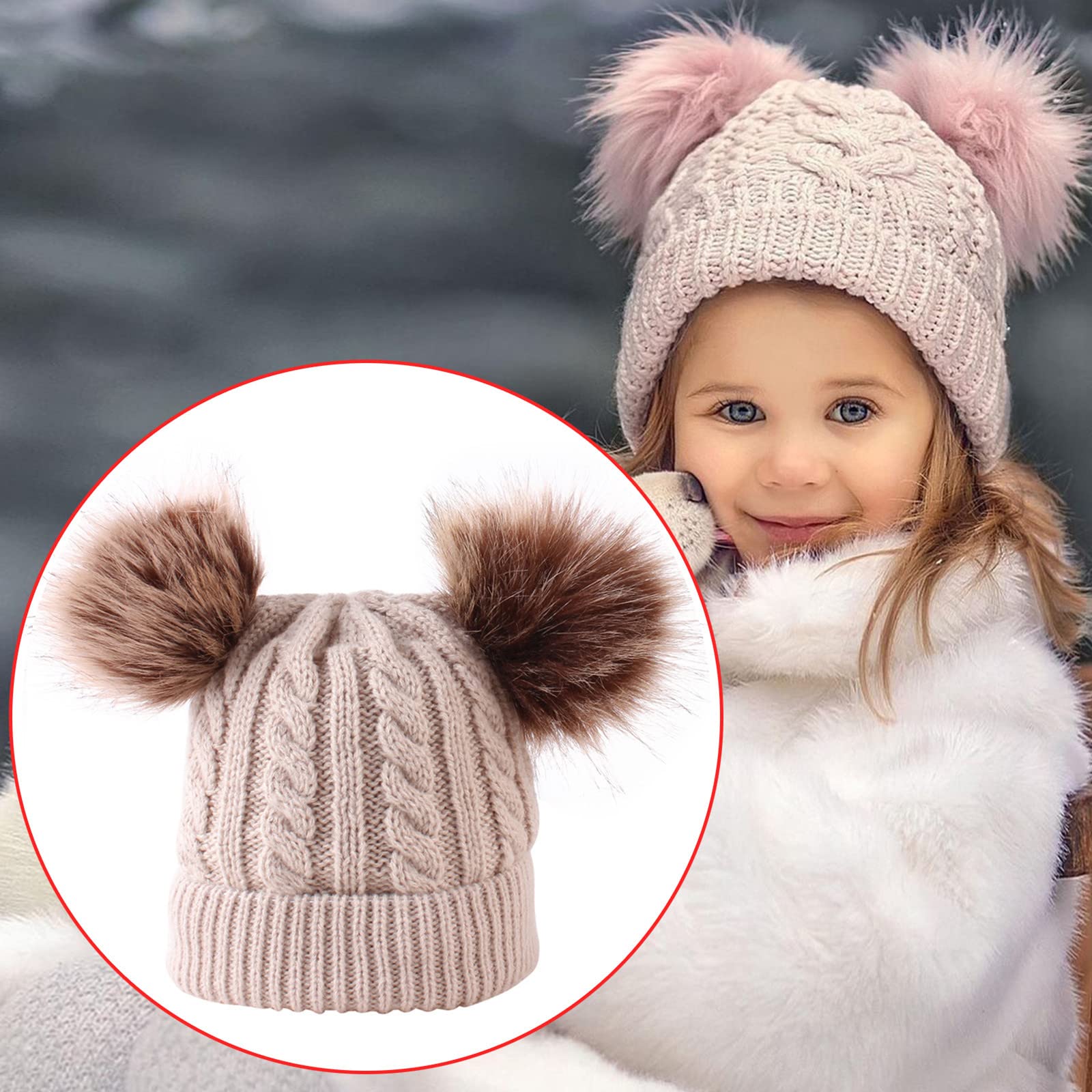 Czapka Zimowa Ciepła Czapka Dziecięca Z Czapką Z Dzianiny Chłopcy Dziewczęta Bawełniana Zimowa Czapka Dla Malucha Cienkie Czapki Dziewczęce Czapki/Beige/One Size