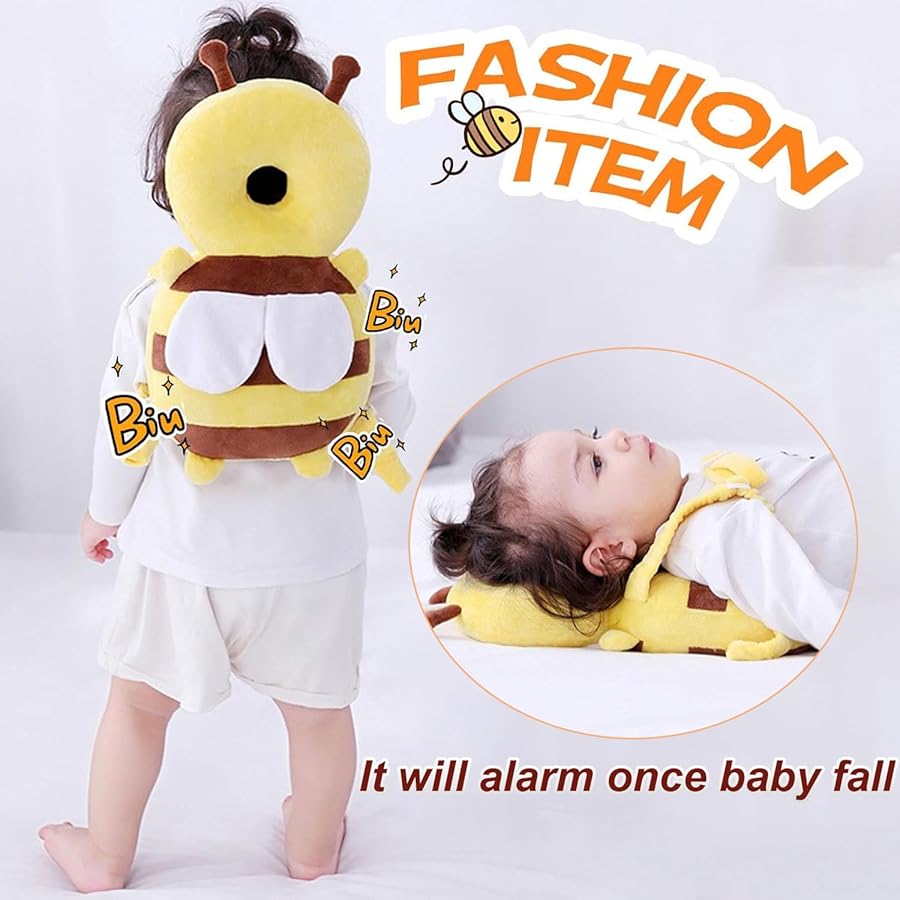 Baby Head Protector Backpack, Toddler Baby Head Protection Backpack with Baby Knee Pads Alarm Function for Walking & Crawling, Soft, Breathable and Wearing Safety Baby Head Protector - Yellow Bee - image 8