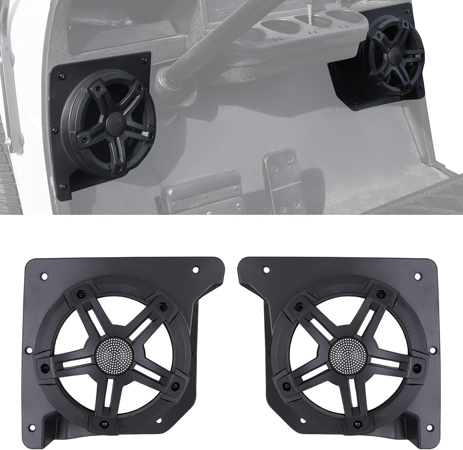 6.5" Speaker Enclosures Pod for EZGO TXT 1994+, Front Under Dash Kick Loudspeaker Mount Brackets Holders for E-Z-GO TXT Standard Golf Cart Accessories,2 PCS