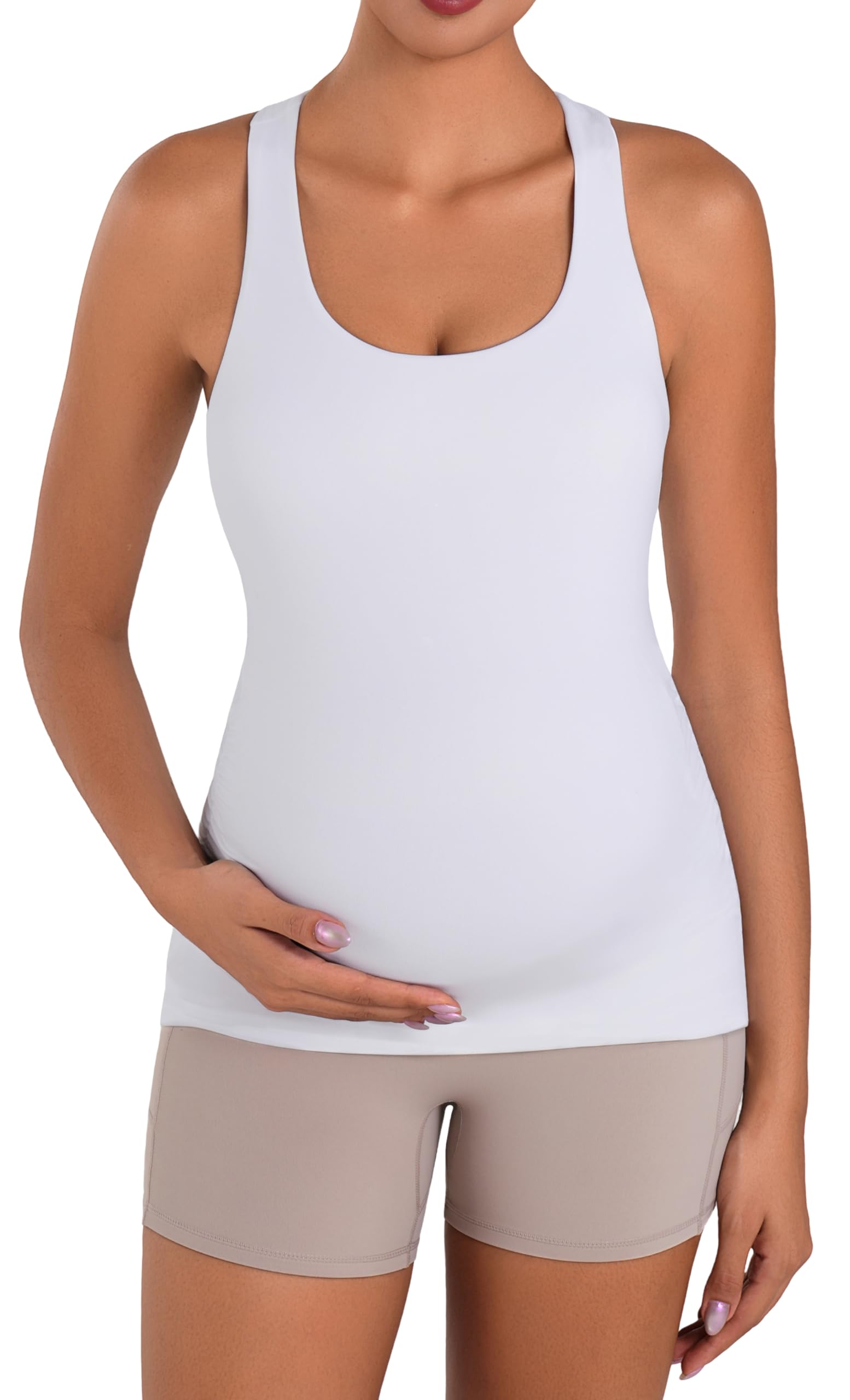 Sunzel Canotte premaman con reggiseno integrato senza maniche gravidanza Racerback Cami estive