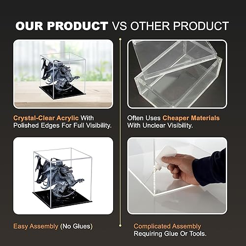 Vista 277 de Better Display Cases Versátil vitrina de acrílico transparente - Caja rectangular grande con base blanca 18" x 12" x 3" (BK09)