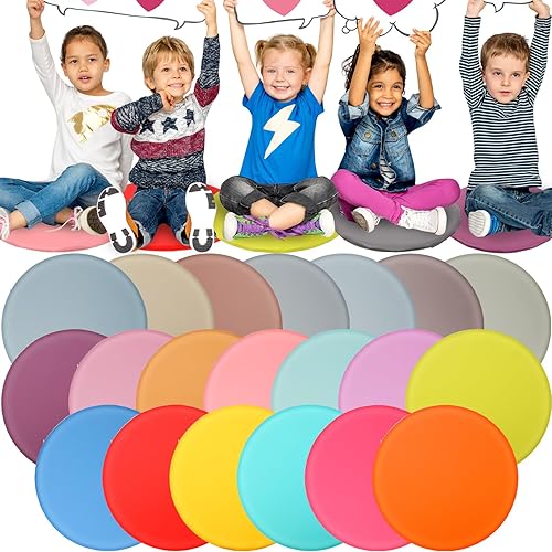Timgle 20 cojines redondos de suelo para niños y niños pequeños de 13 pulgadas, asiento flexible de suelo, almohadilla portátil para silla circular