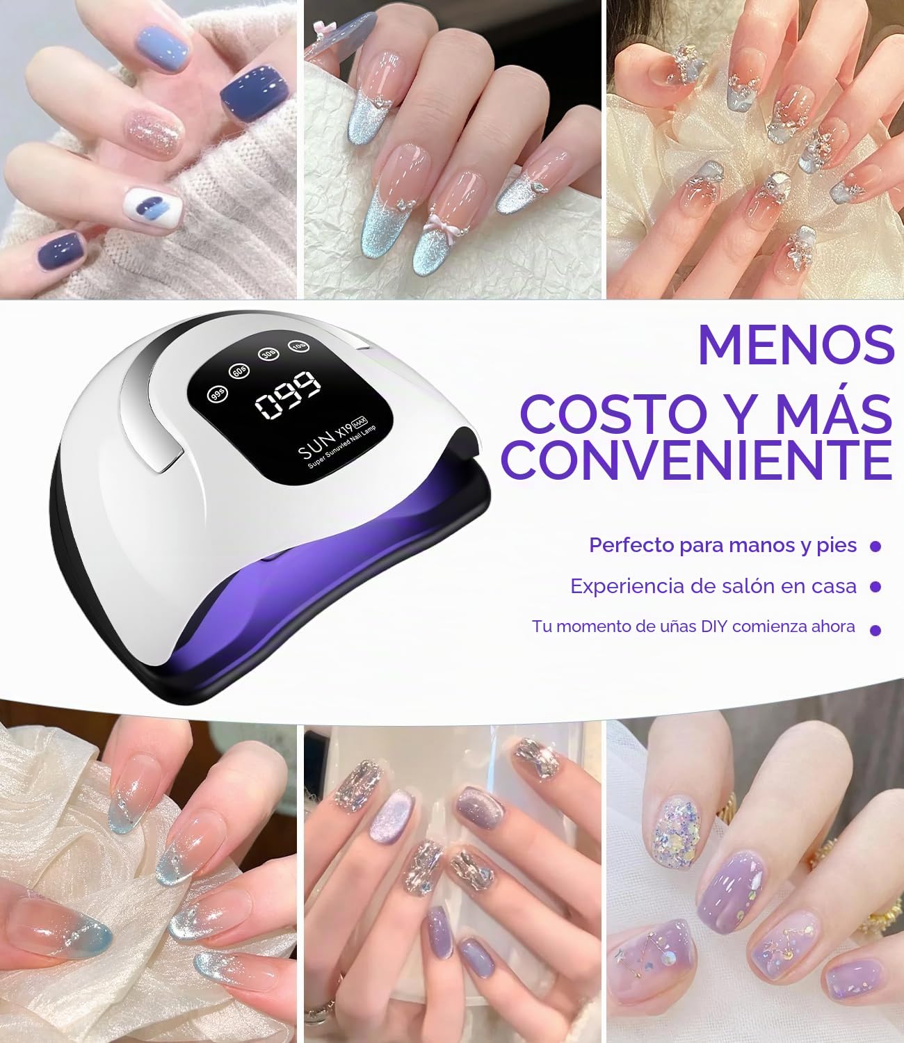 Lampara uñas gel 320W,Lampara UV LED uñas con 72 Perlas, Sensor Automático, 4 Temporizadores, Pantalla Digital, lampara de uñas profesional para lampara de uñas semipermanentes en Casa/Salón