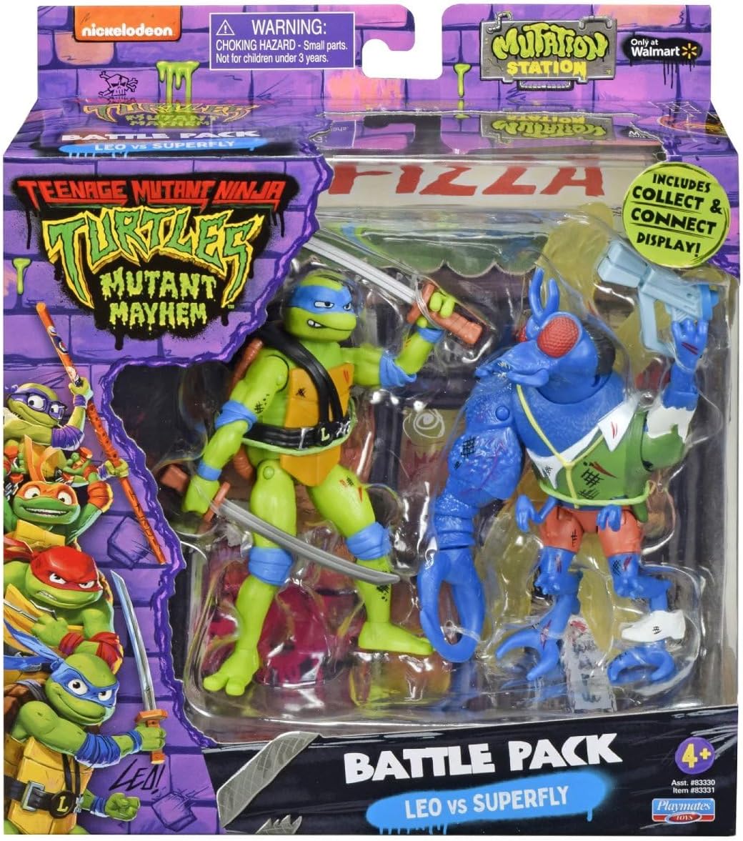 Playmates Toys Teenage Mutant Ninja Turtles Mutant Mayhem Battle Pack Leo vs. Superfly