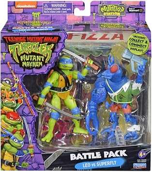 Playmates Toys Teenage Mutant Ninja Turtles Mutant Mayhem Battle Pack Leo vs. Superfly