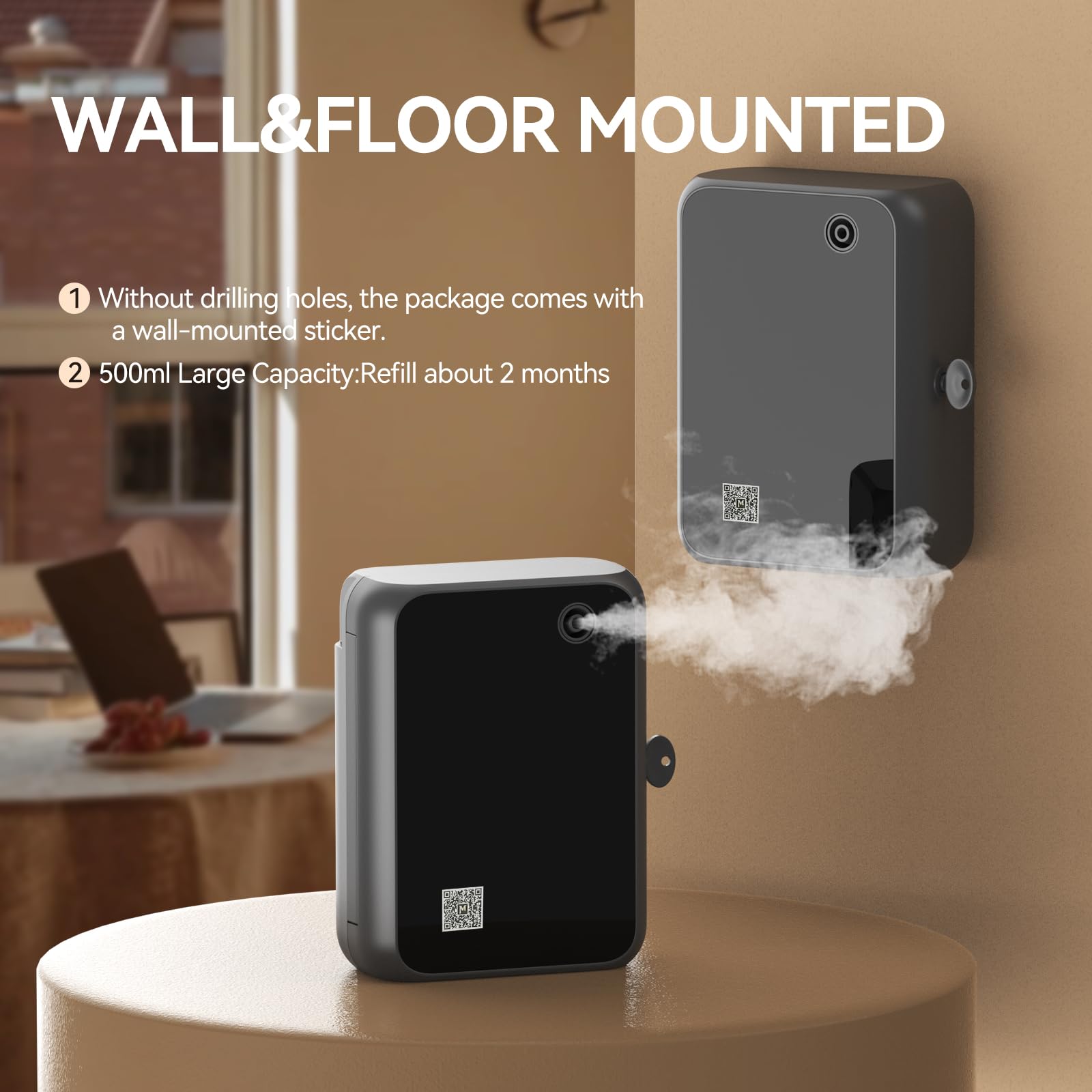 Difusor inteligente de aceites esenciales con Bluetooth, máquina de aroma sin agua para el hogar, oficina, hotel y habitación grande, función de temporizador y funcionamiento silencioso, color negro