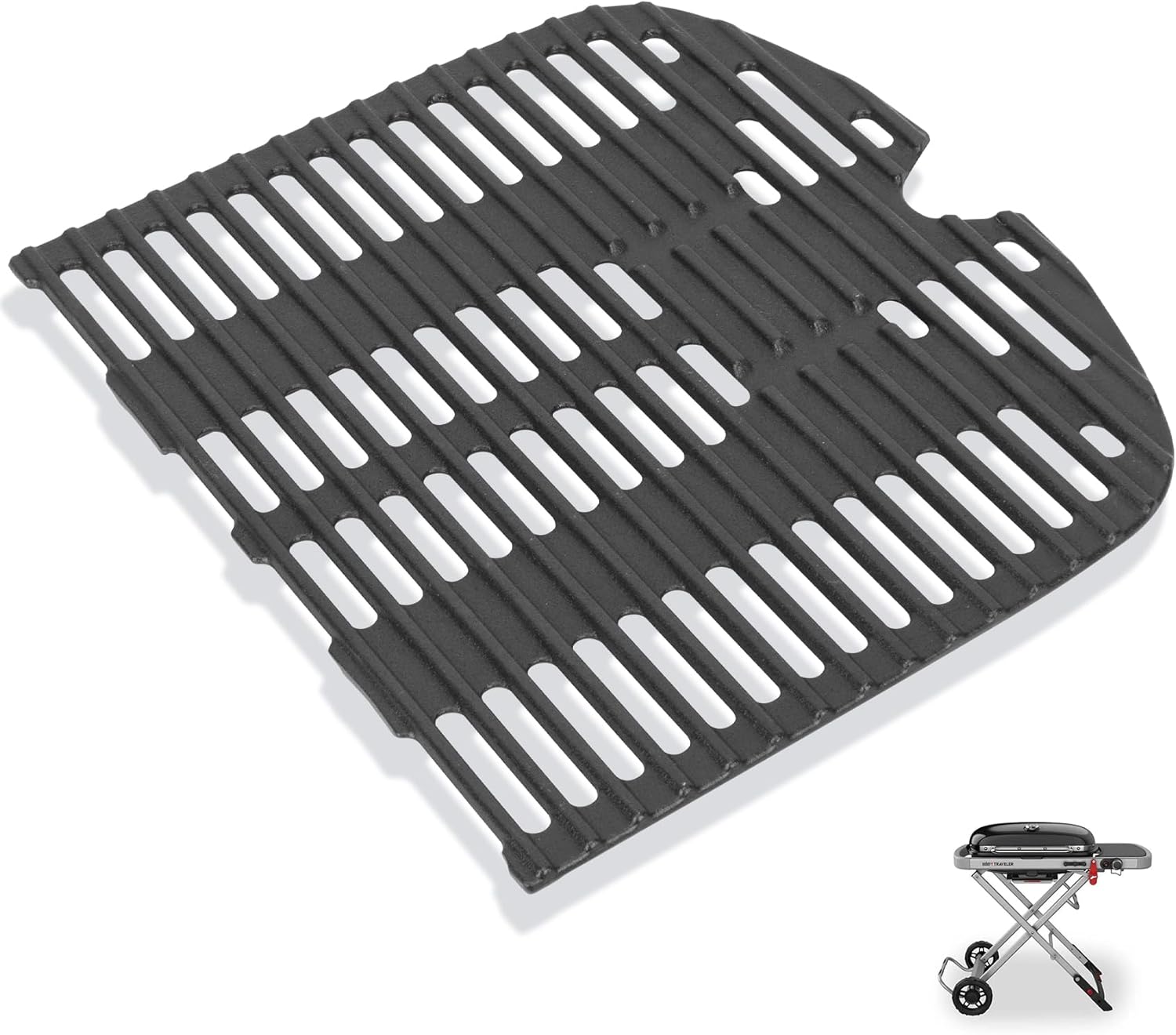 SafBbcue Cast Iron Cooking Grates for Weber Traveler Portable Gas Grill 9010001 9013001, Grill Grids & Grates for Weber Traveler Accessories Grill Parts, Replacement for Weber 7034 Griddle Cast Iron 13.5" x 12.5"