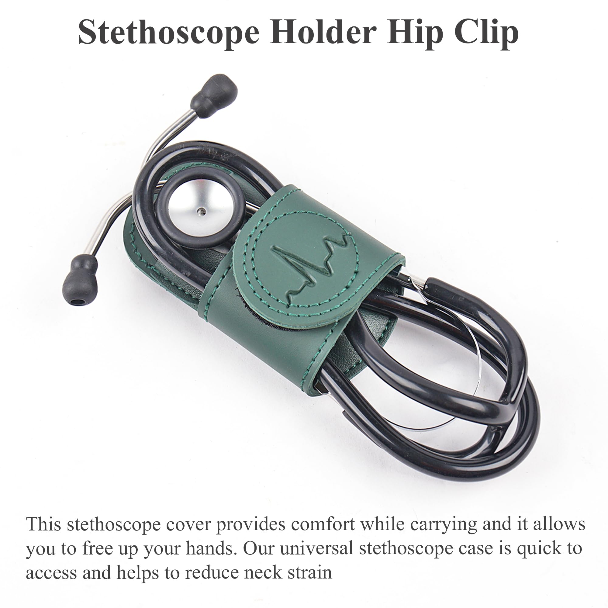 Czzmy Stethoscope Holder Hip Clip.Night Shift Nurse Essentials Organizer,Stethoscope Belt Clip for Scrubs Nursing Tools Holster Case(1-Green) - Image 3