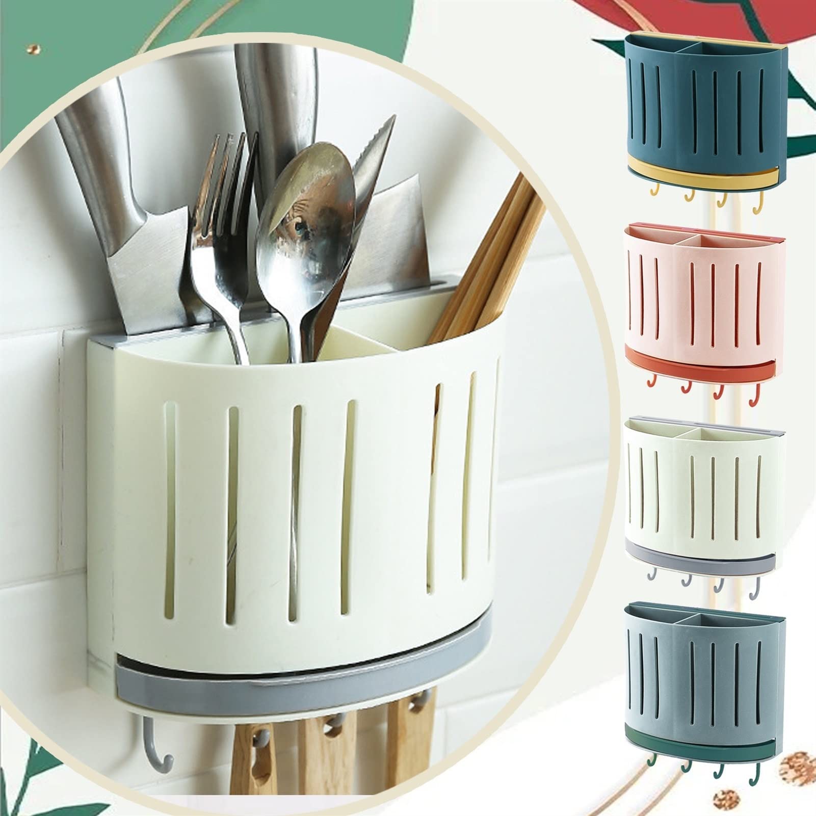 Porta Utensilios Cuchara Palillos Horquilla Caja de Almacenamiento Rack multifunción Cubiertos de Cubiertos Cocina encimera Caja de Cubiertos Titular Soporte de Utensilios Cocina(Color:C)