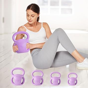 RUNWE 3 Handle Kettlebells Weight - Weight for Women Options 5, 10, 15 and 20 LB for Russian Twists AB Exercise, Weightlifting and Core Fitness Exercise Home Gym [Single in Sold]