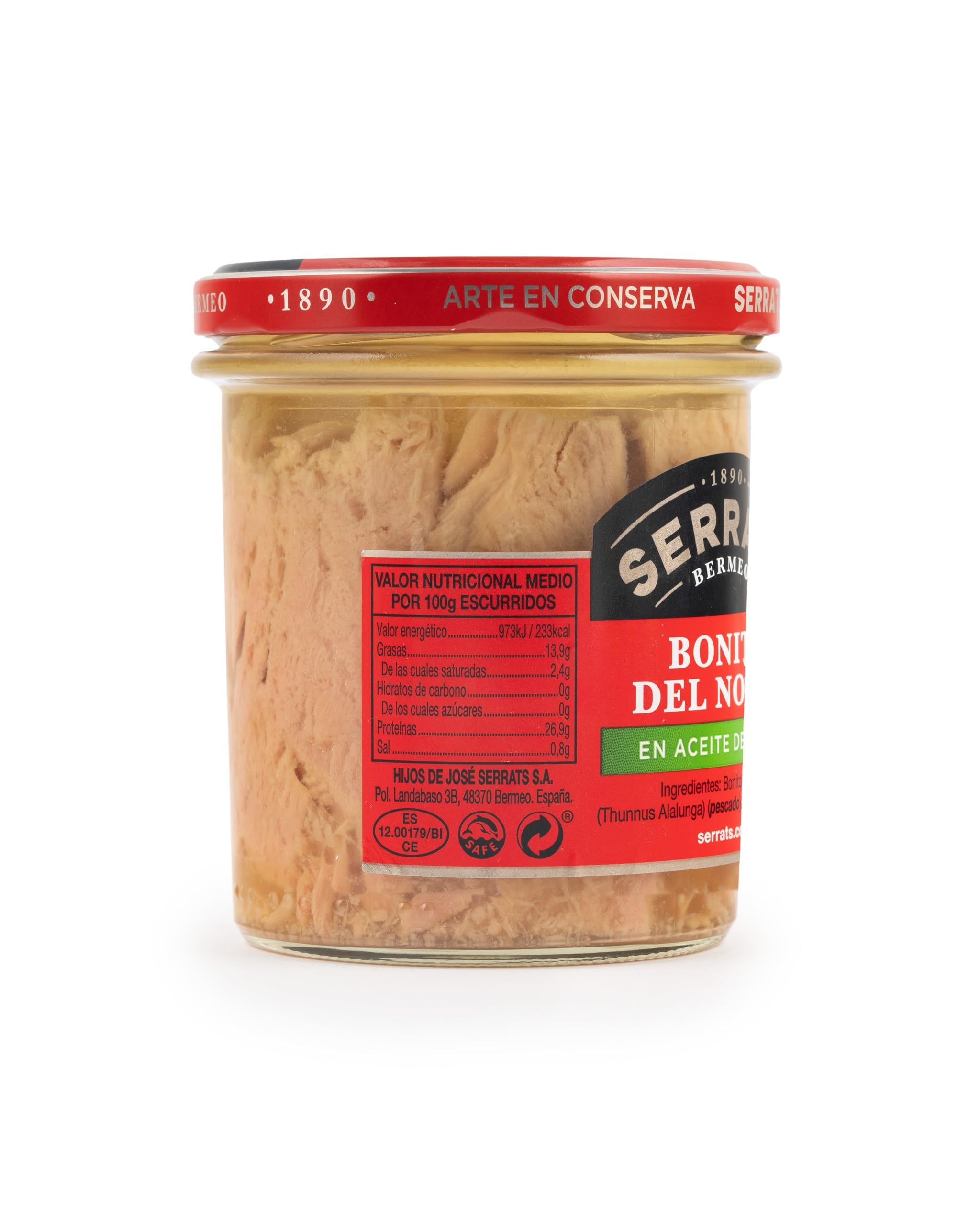 CONSERVAS SERRATS - Thon Germon de Cantabrique à l'Huile d'Olive - 6 Bocaux x 320g (Total : 1920g) - Fabrication Artisanale depuis 1890 - Sans Gluten - Riche en Oméga 3 – Premium