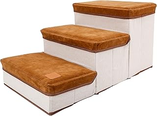 Mingzhe Degraus para animais de estimação Degraus para cães Escada para cães dobrável 3 níveis Degraus para cães para sofá-cama com espaço de armazenamento útil Peso máximo de carga 30kg