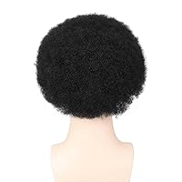 Vista 6 de HAPPY&CC Peluca de cabello humano tipo tupé para hombre, sistema de reemplazo de cabello de encaje francés completo, negro, afro tupé, pelucas Negro