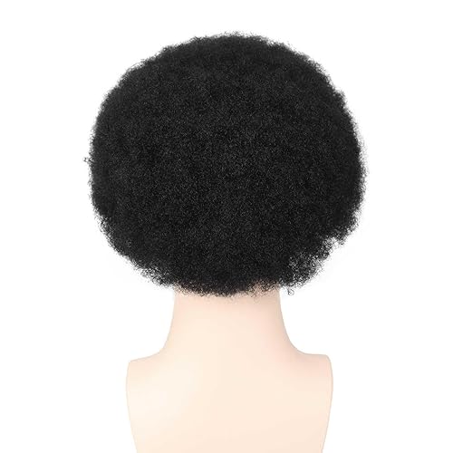 Miniatura 6 de HAPPY&CC Peluca de cabello humano tipo tupé para hombre, sistema de reemplazo de cabello de encaje suizo completo, negro, afro tupé, afroamericano,