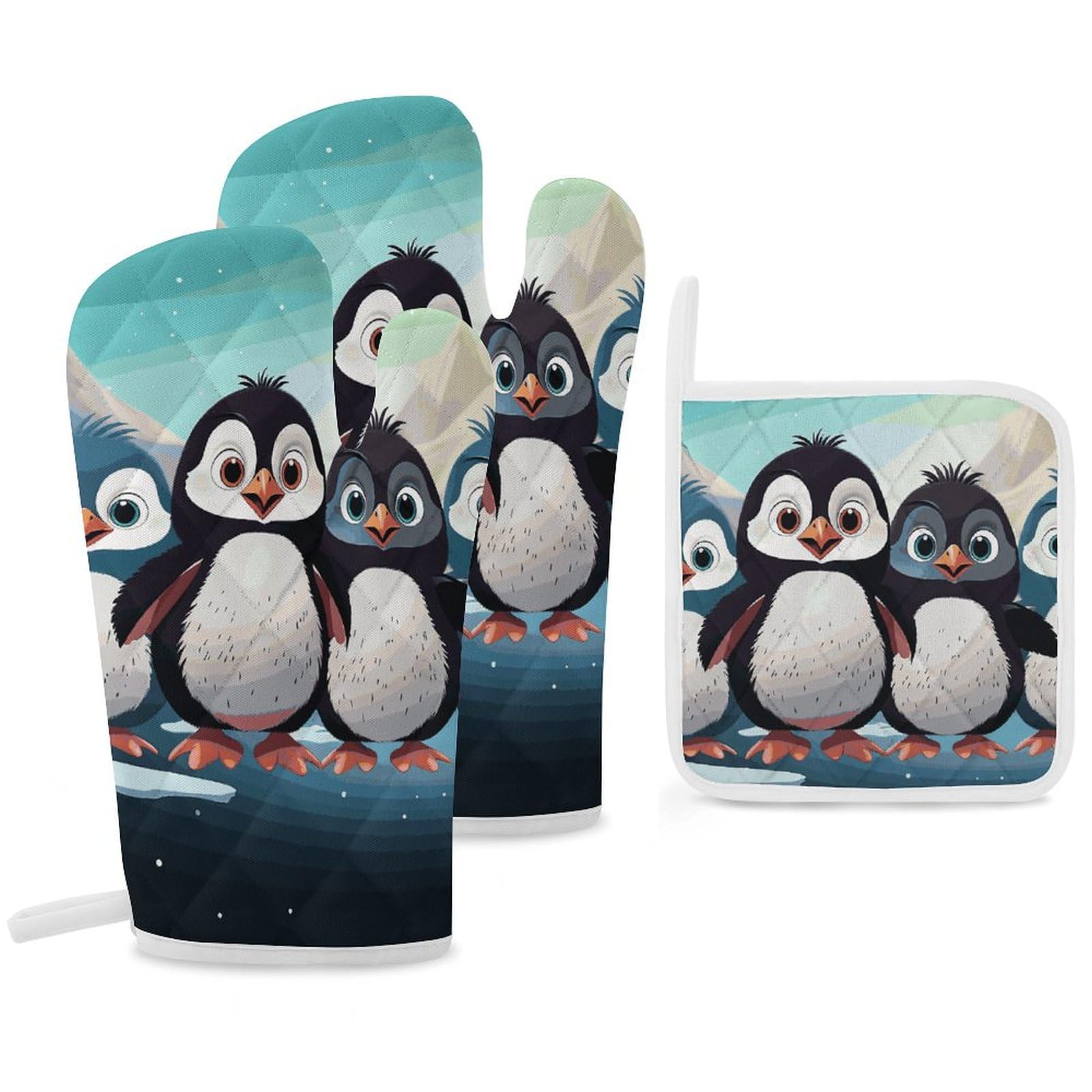 Gants de cuisine pingouins résistants à la chaleur du four