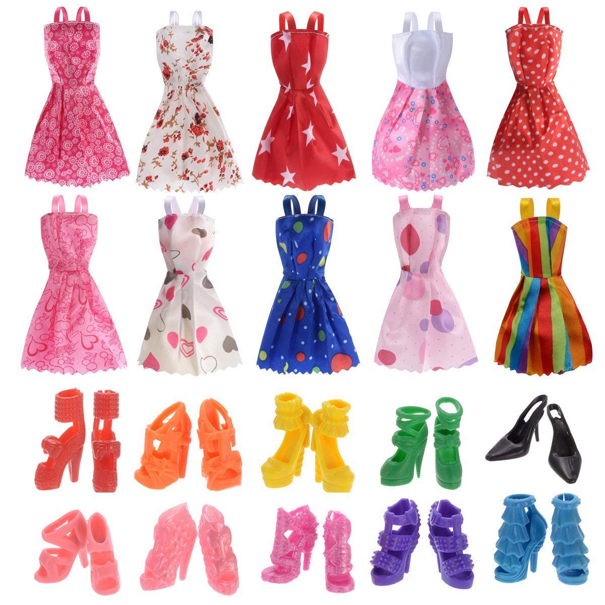 10 Pcs Doll Colorful Dresses & 10 Pairs of Assorted Doll Shoes – Fashionable Outfits & Accessories for Dolls – Perfect for... - Review, Price and Buying Guide