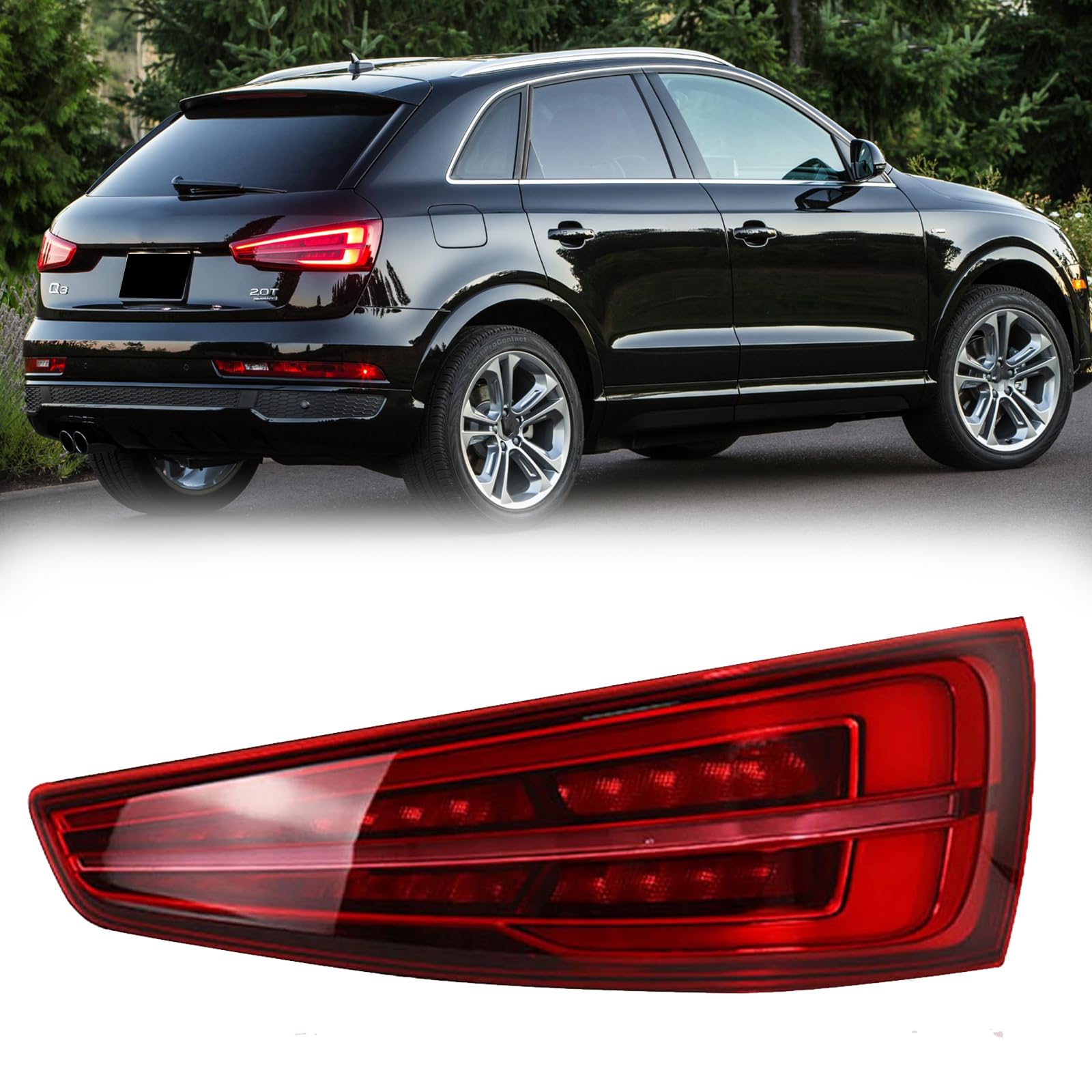 Taillight Assembly Compatible with 2016 2017 2018 2019 Audi Q3 Passenger Side Rear Tail Light Assembly Led Tail Lights Taillights Rear Light Reverse Brake Lamps, without flowing turn signal