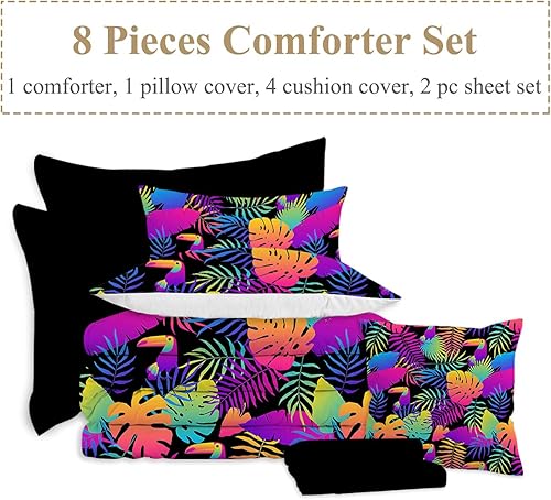 Miniatura 39 de Juego de cama individual de 8 piezas con edredón y sábanas en una bolsa para niños y niñas en una bolsa - Linda ropa de cama de animales de granja