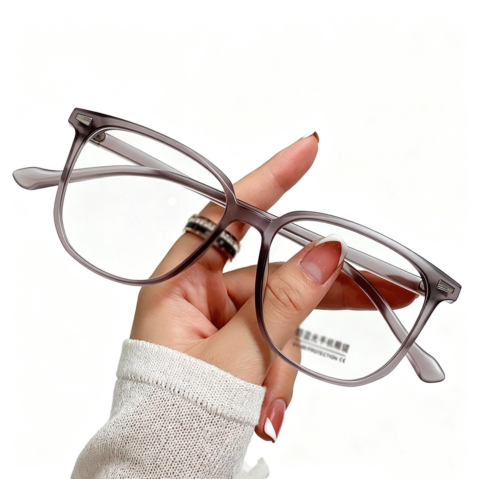 KLJUddGY Square TR Eyewear Frames Full Rim Spectacles for Computer High-Definition Lenses Non Prescription Eyeglasses for Men and Women(Gray)