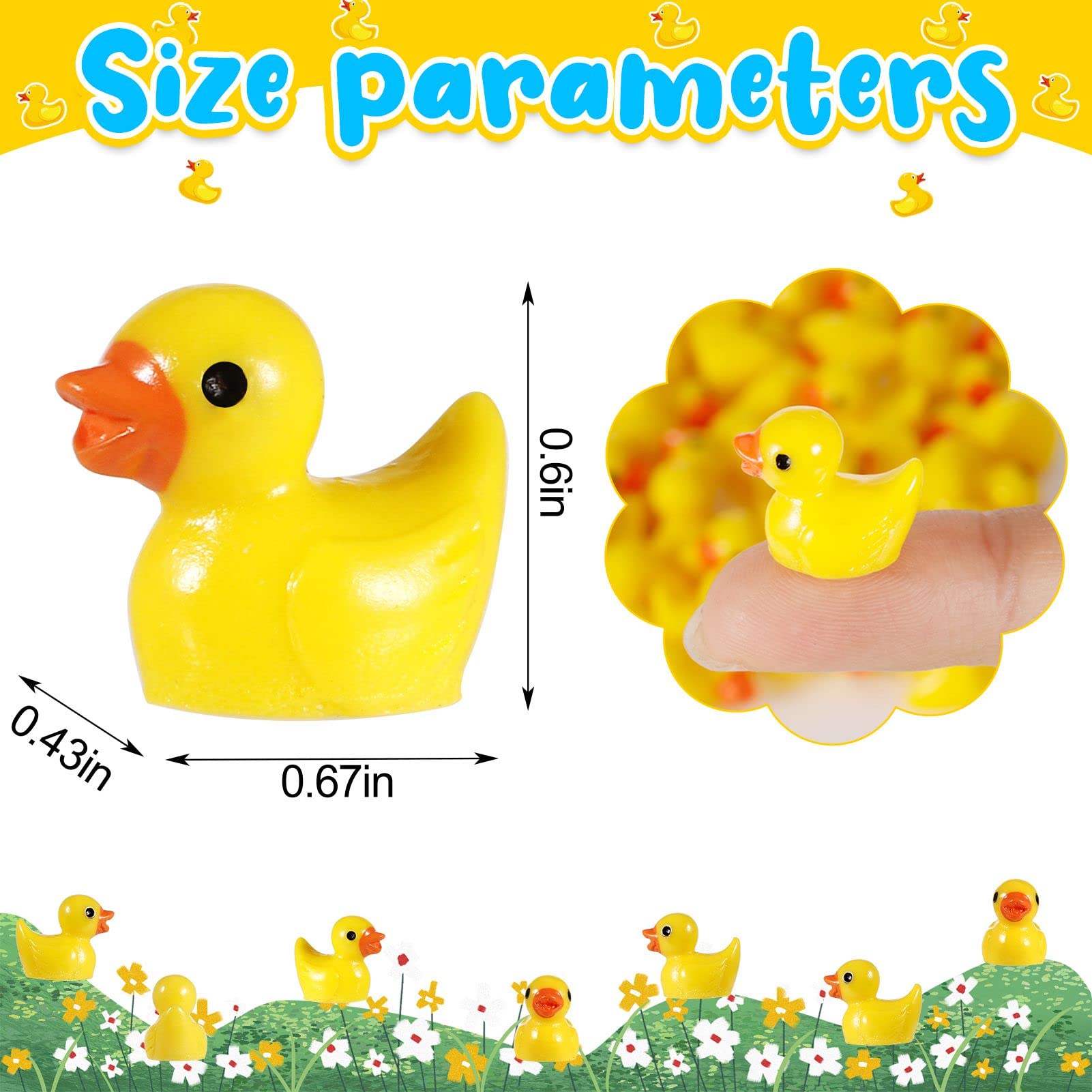 Fanshiontide Mini Anatre, 100 Pezzi, Statuette in Resina, Piccole Anatre, Decorazione per Acquario, Giardino in Miniatura, Fai da Te, Micro Decorazioni per Paesaggi (Giallo)