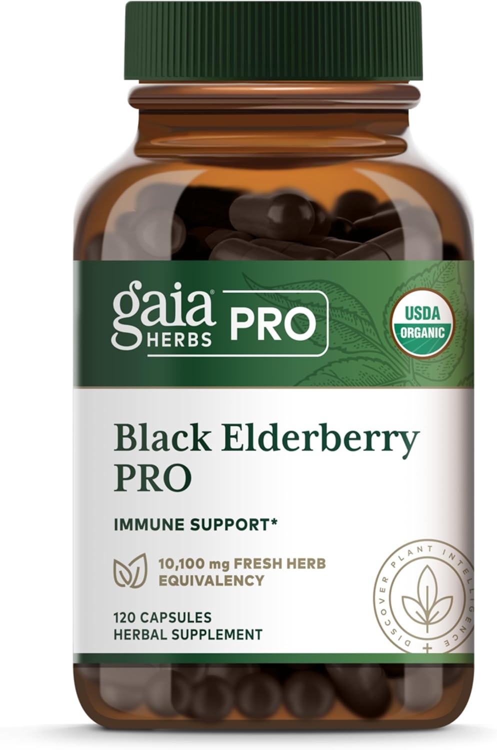 GAIA HERBS PRO Black Elderberry Pro - Supports Immune System Health* - Concentrated Organic Black Elderberry Extract - Vegan - 120 Capsules (60 Servings)