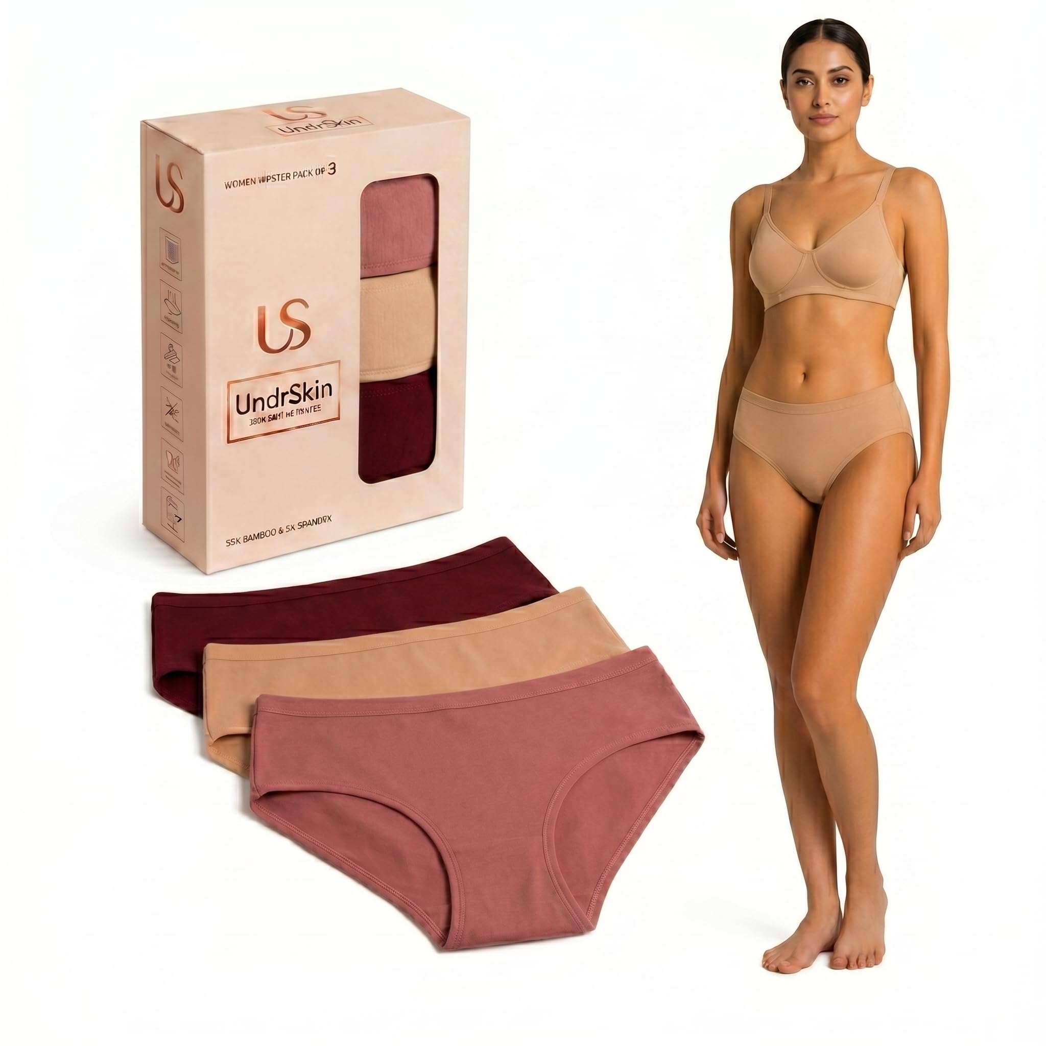 Women’s Luxury Bamboo Hipster Panty | 95% Bamboo | Soft & Breathable Skin-Friendly Innerwear | Anti-Microbial Moisture-Wicking Comfort | Shades Trio | Pack of 3 (Solids)-image-11