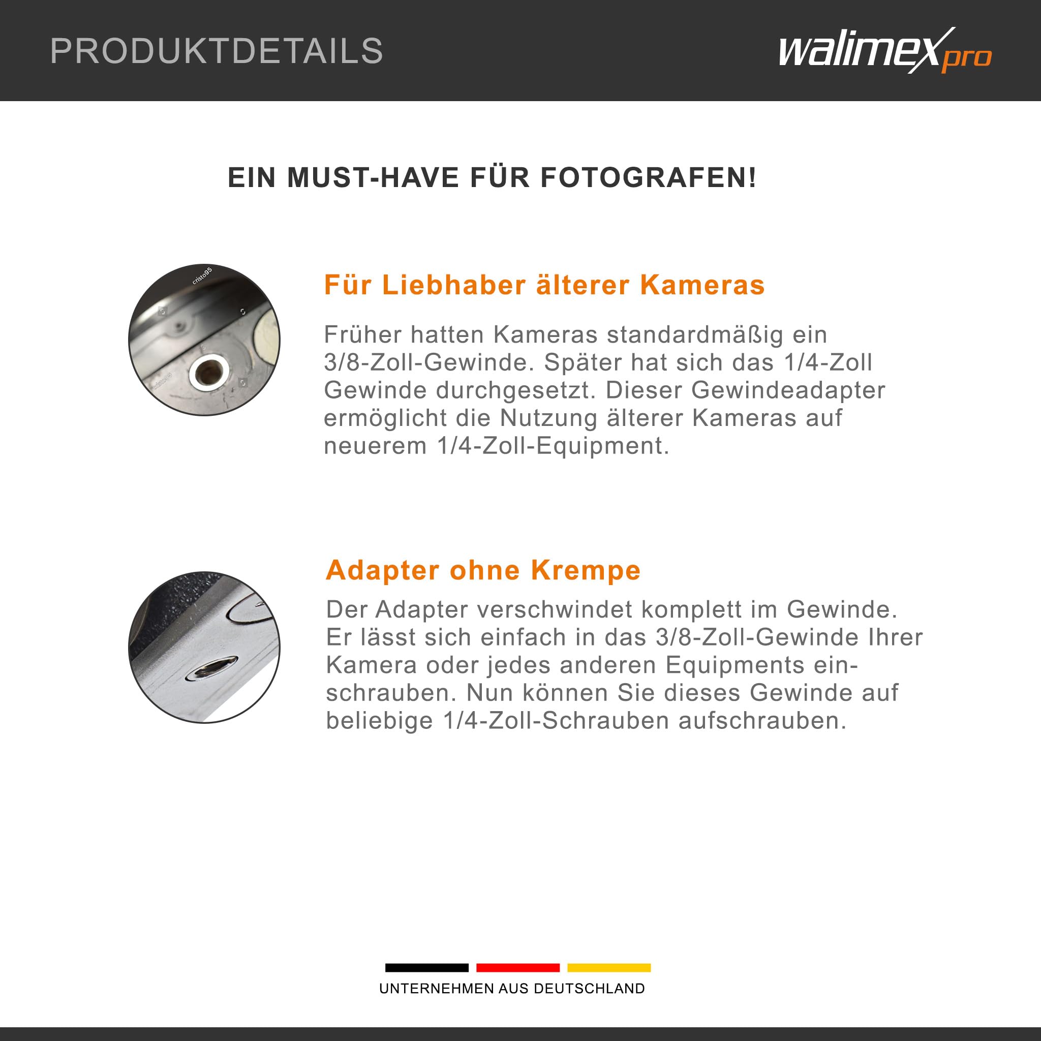 Walimex adapter gwintowany 1/4 cala na 3/8 cala