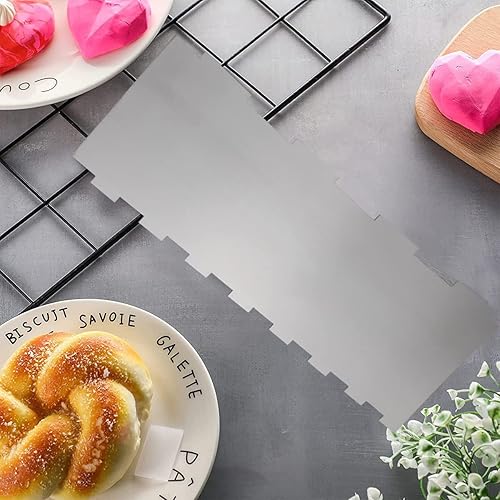 Miniatura 6 de Raspador de acero inoxidable de 8.6 pulgadas para tartas, raspador de metal para nivelador más suave para tartas, peine para decoración de pasteles,