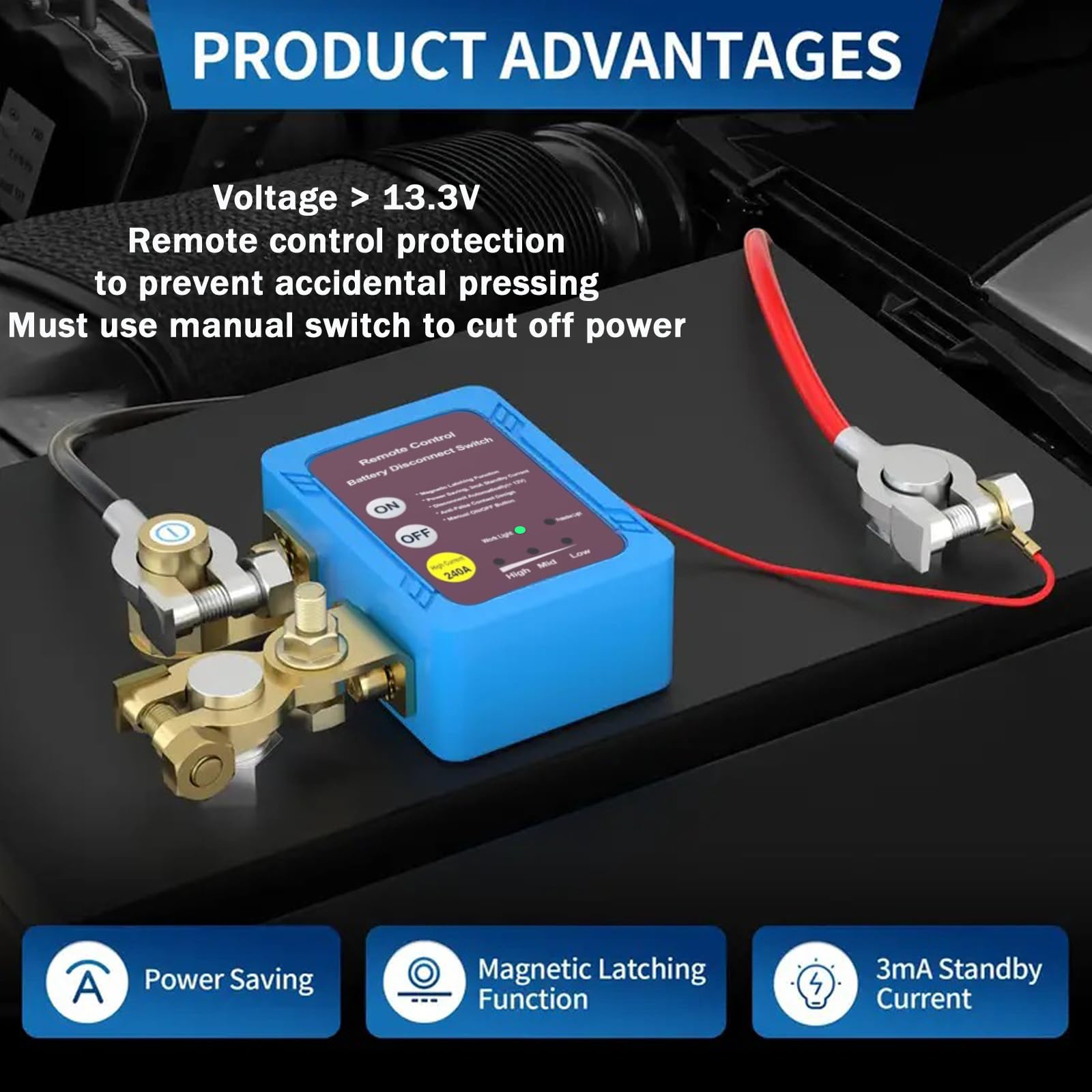 Rupse Coupe-Circuit Batterie 12V 240A Avec 2 Télécommandes - Protection Voiture Bateau
