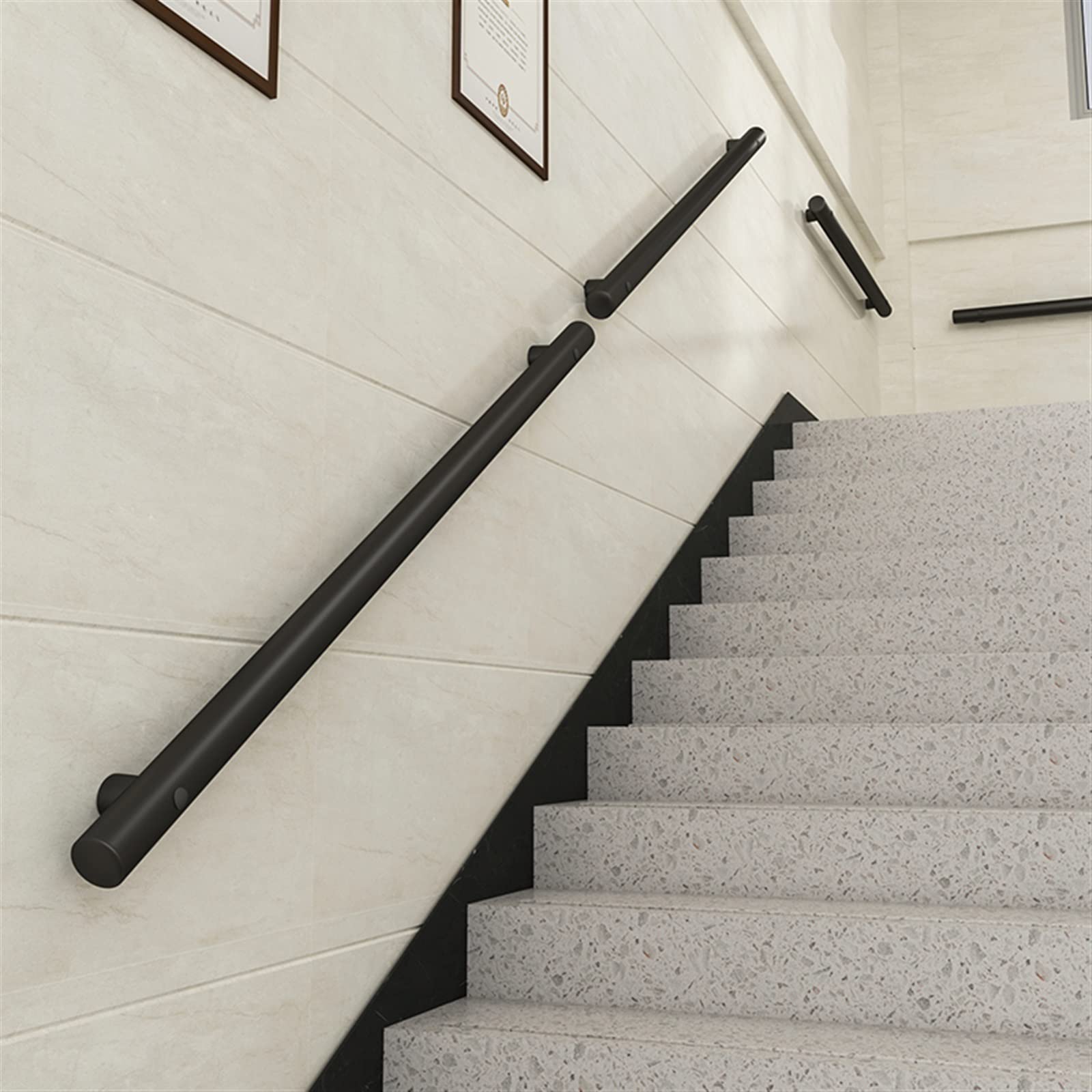 Rampe d'escalier en acier inoxydable de 2m pour intérieur et extérieur avec support mural complet