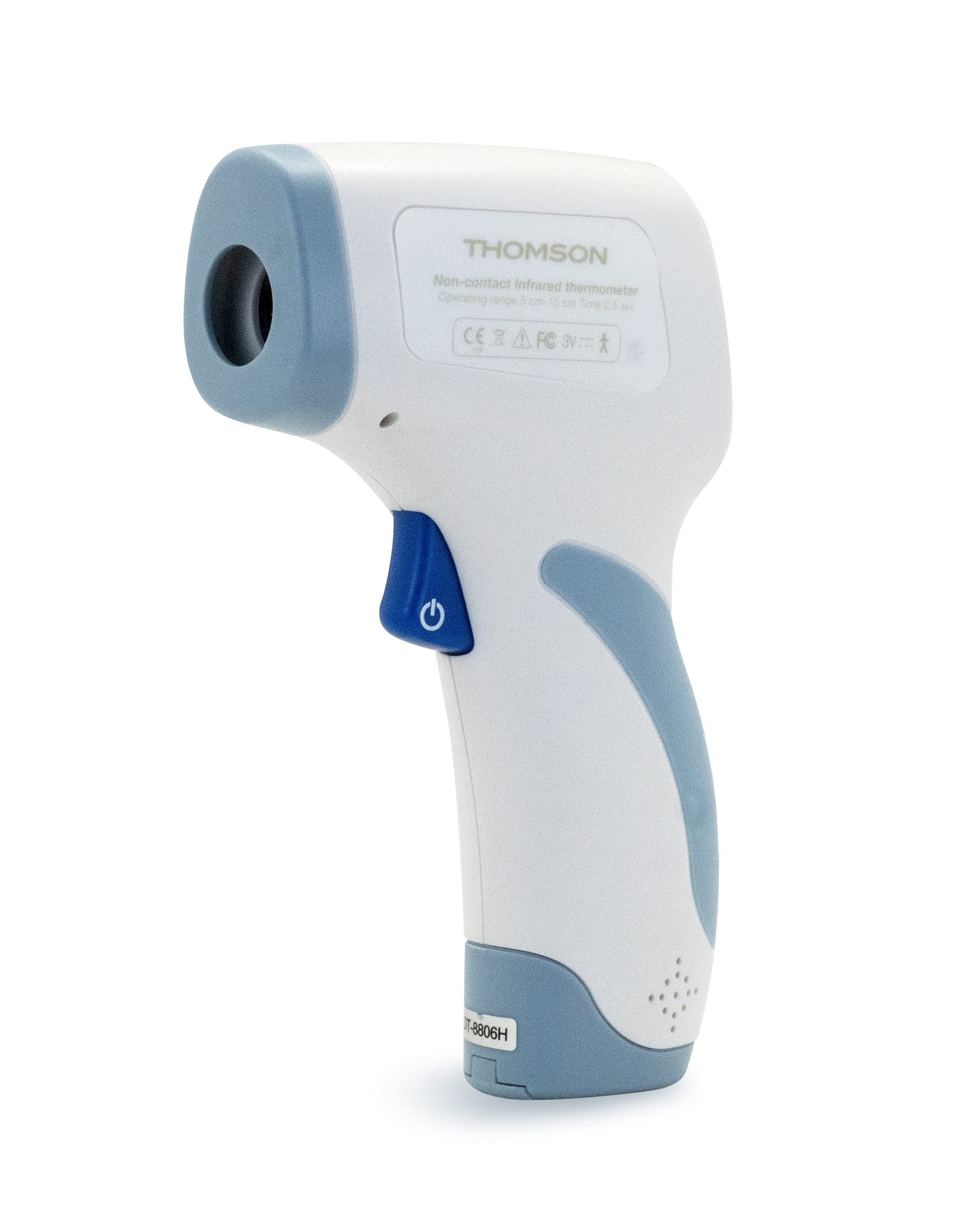 THOMSON Thermomètre sans Contact TDT 8806 - Mesure en 1 Sec. jusqu'à 15 cm du Front - Étalonnage Optionnel - Idéal pour mesurer la Température des Liquides/de la Pièce